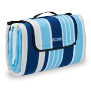 Picknickdecke Streifen Weiss-Dunkelblau-Hellblau von Relaxdays