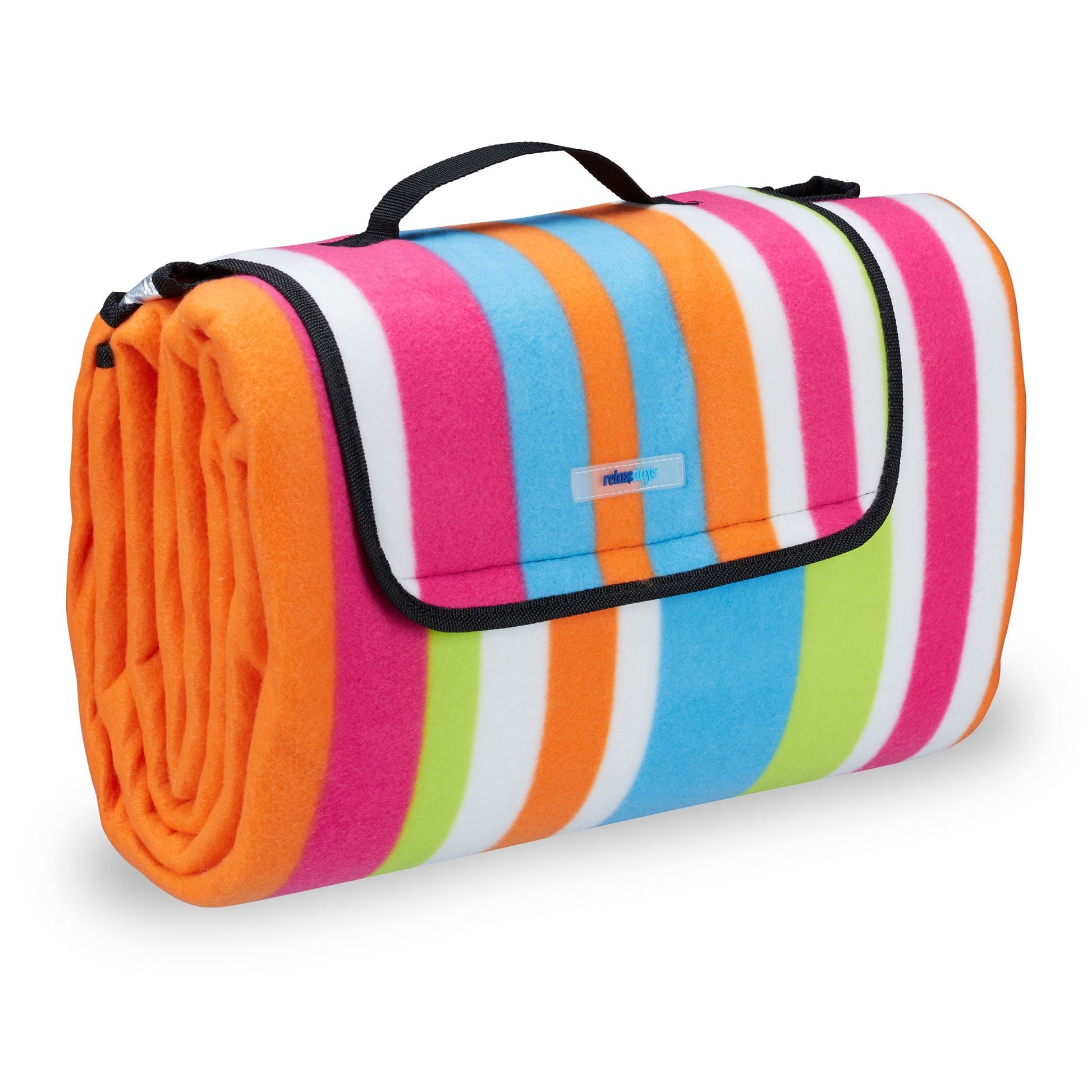 Picknickdecke Streifen Grün-Hellblau-Orange von Relaxdays