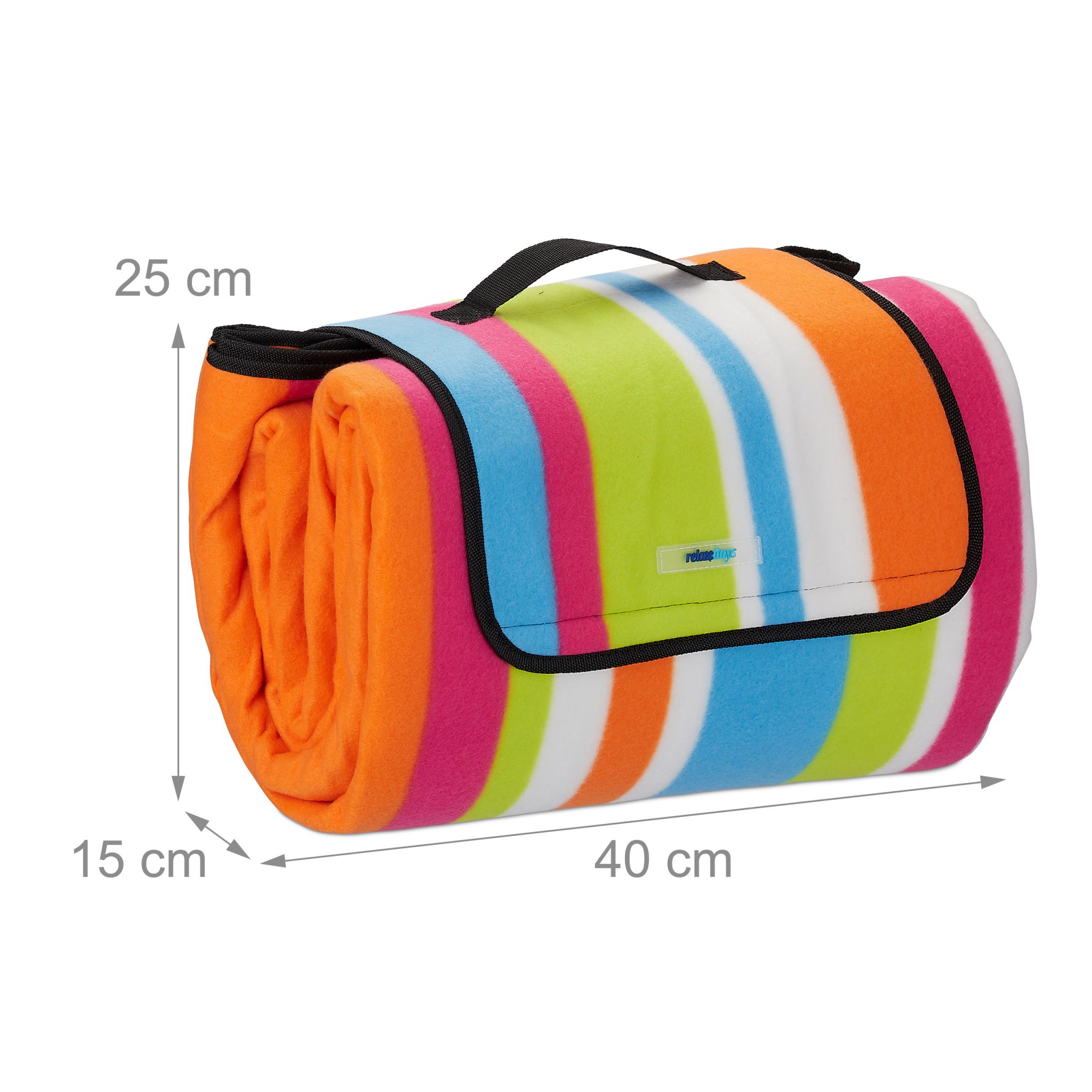 Picknickdecke Streifen Grün-Hellblau-Orange von Relaxdays