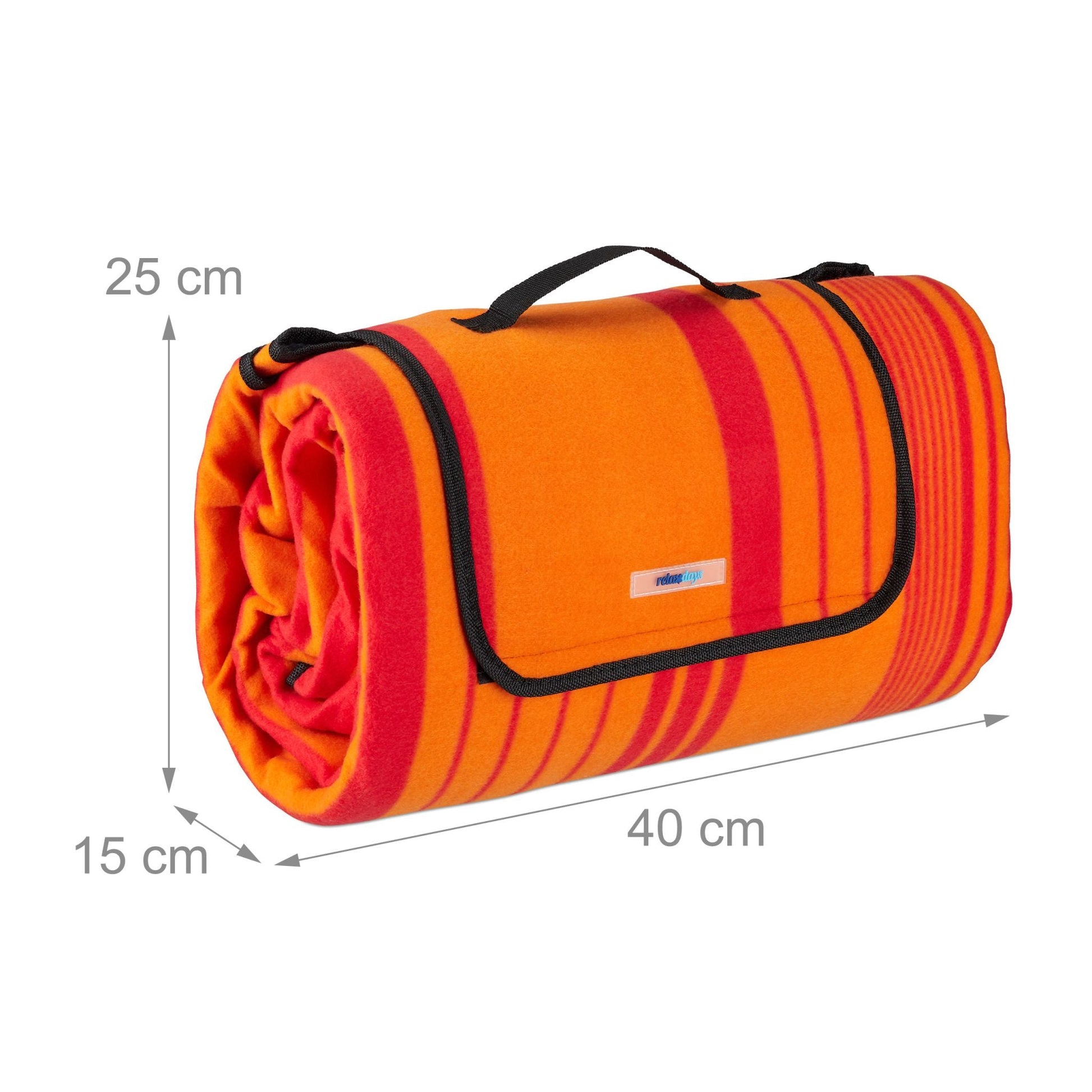 Picknickdecke Streifen Orange-Rot von Relaxdays