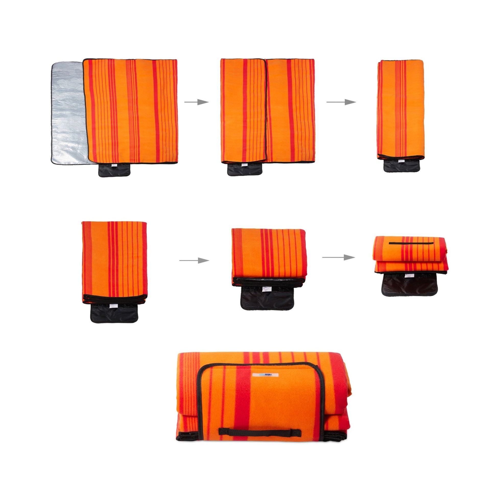 Picknickdecke Streifen Orange-Rot von Relaxdays
