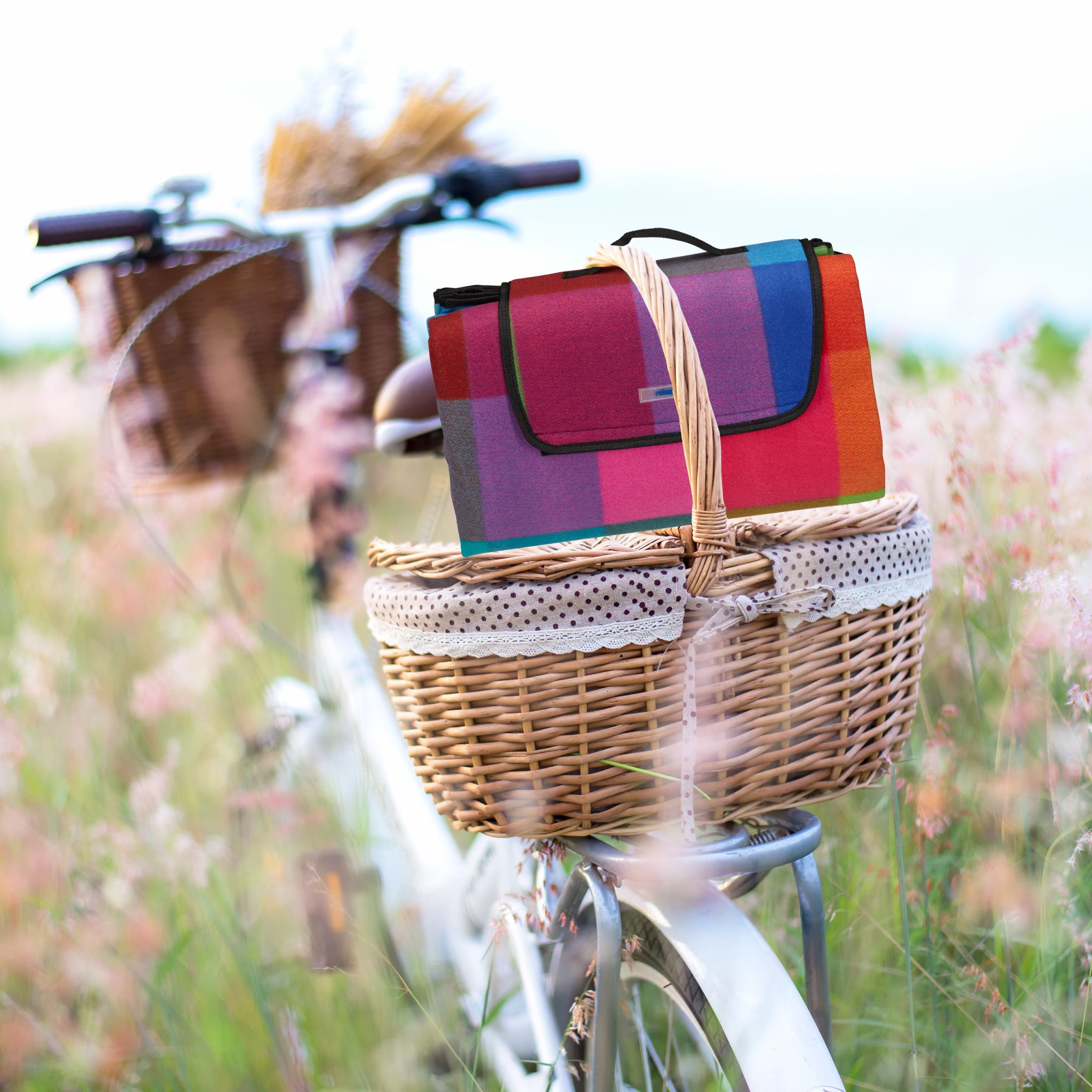 Picknickdecke Karo Blau-Gelb-Rot von Relaxdays
