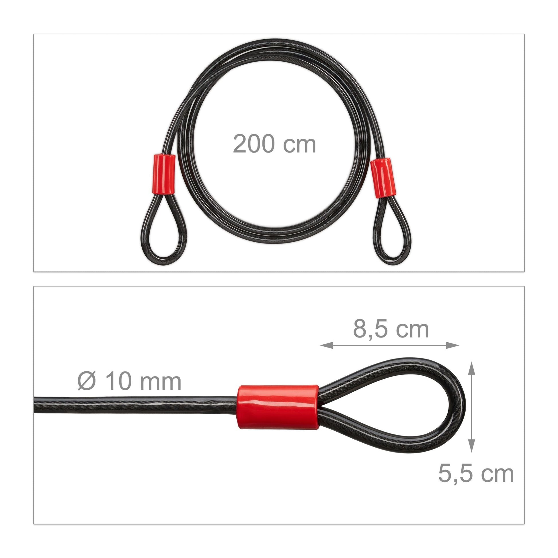 Schlaufenkabel 2m Rot-Schwarz von Relaxdays