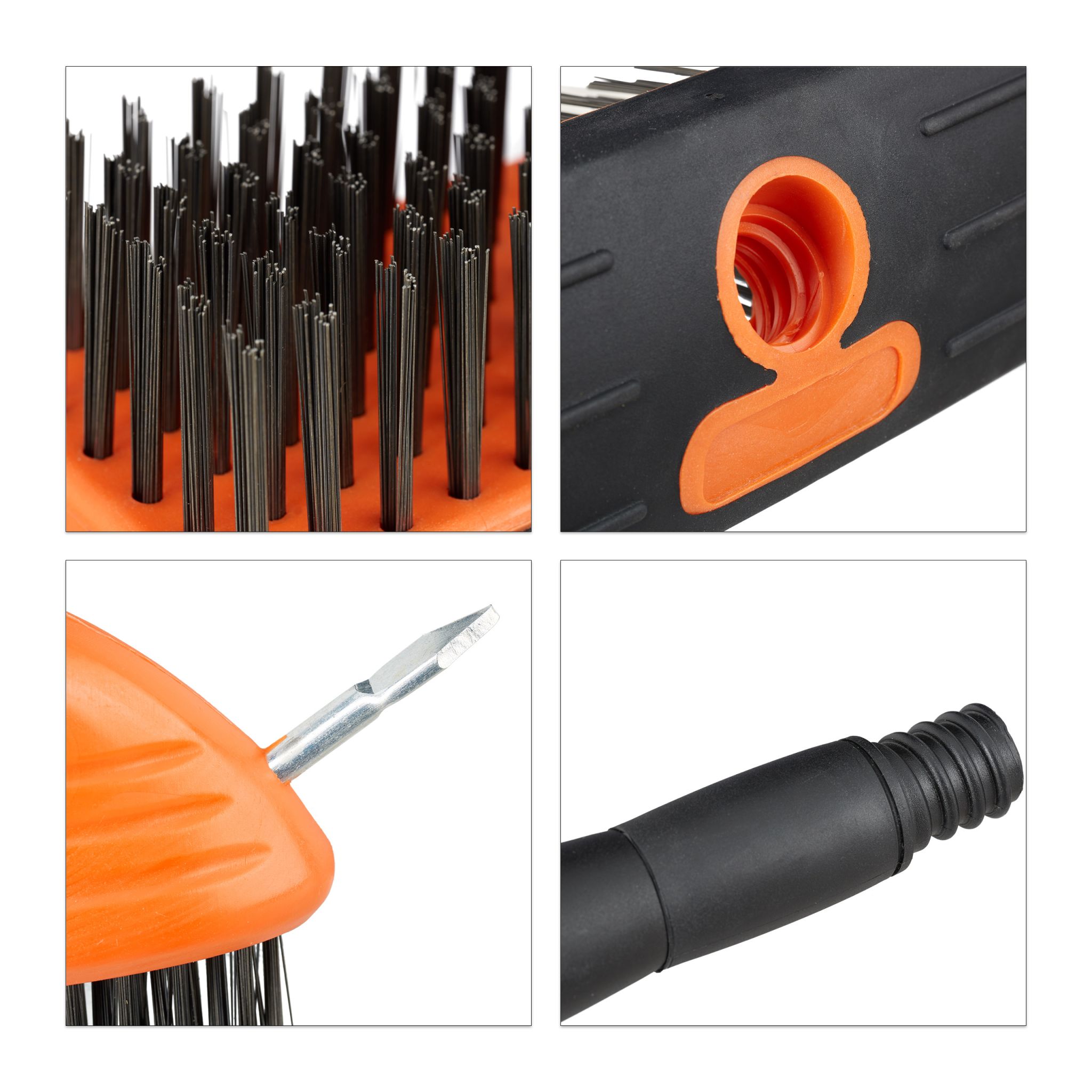 Fugenbürste Set mit Teleskopstiel Orange-Schwarz von Relaxdays