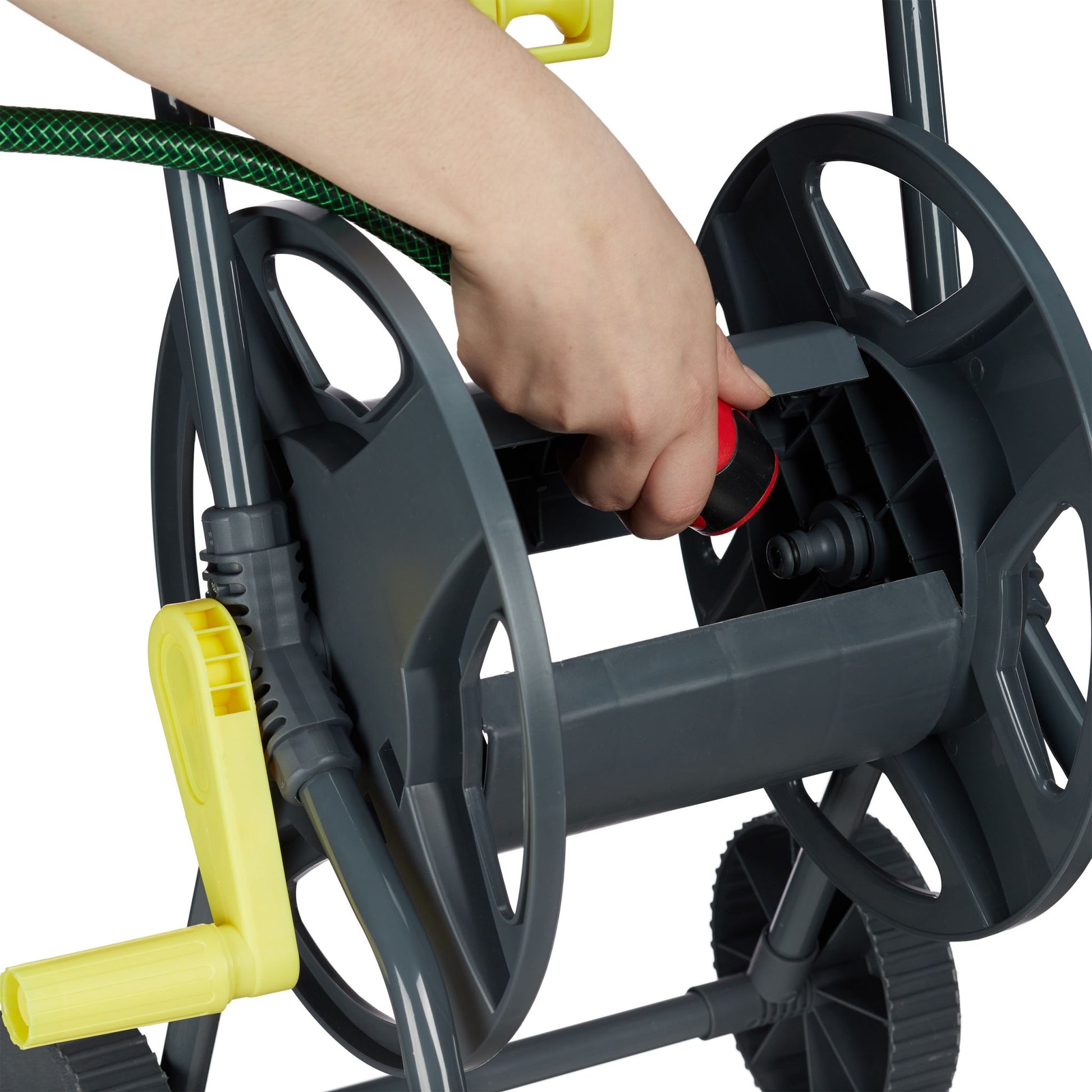 Schlauchwagen 45m Gelb-Schwarz von Relaxdays