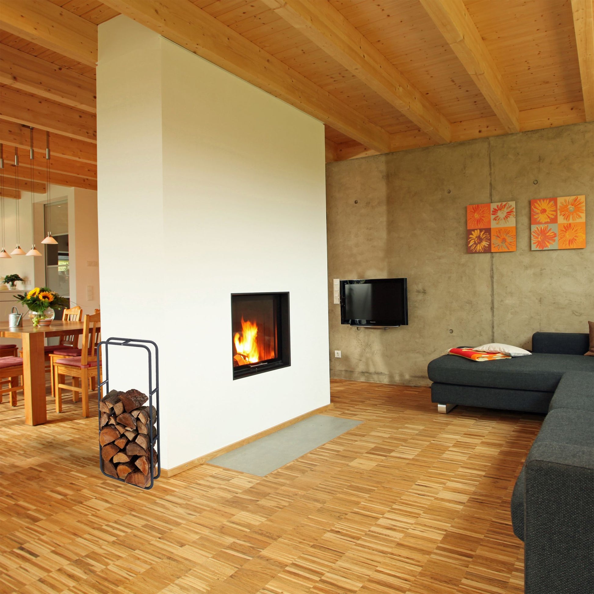 Kaminholzregal Metall Anthrazit von Relaxdays