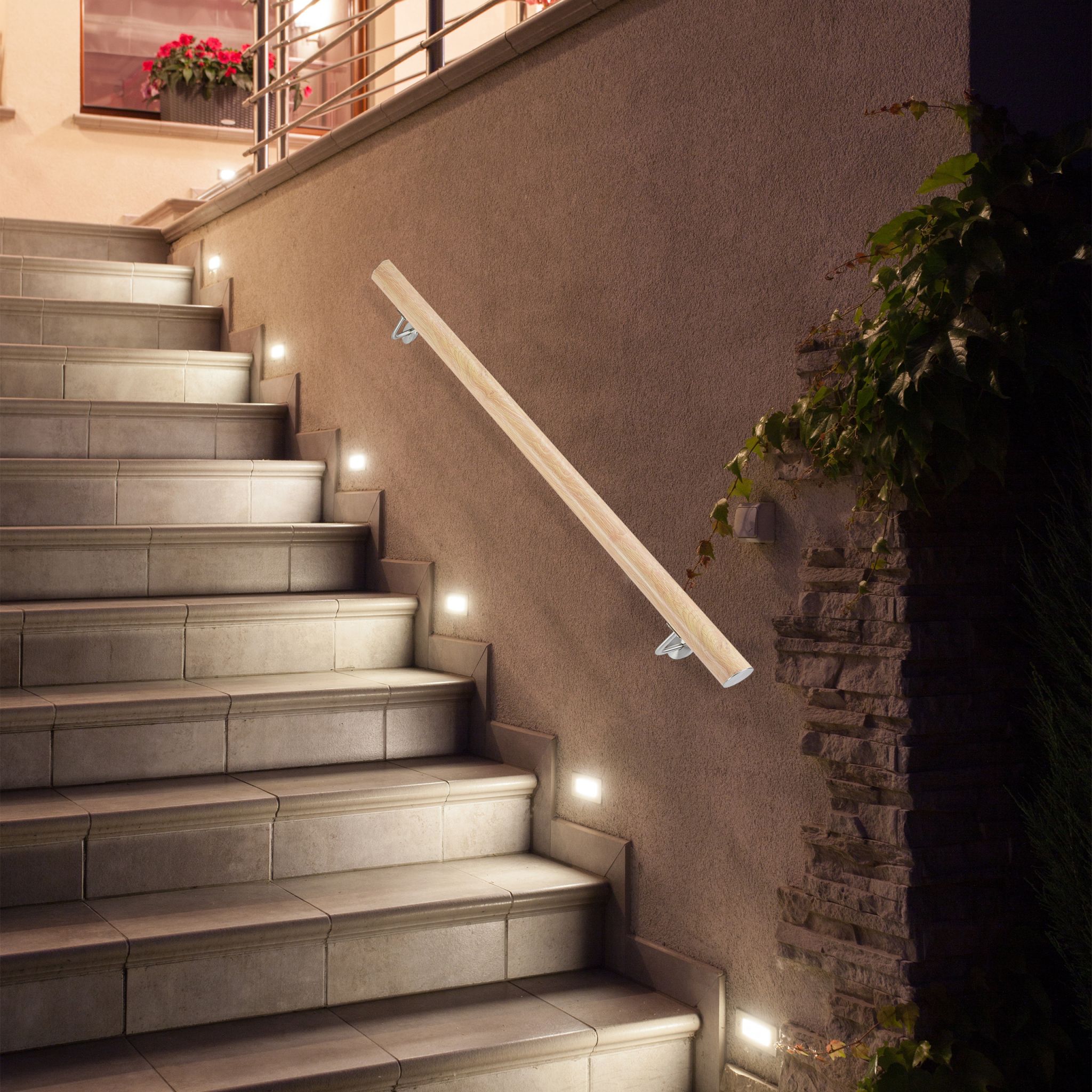 Handlauf Aluminium Buche-Optik Hellbraun-Silber von Relaxdays