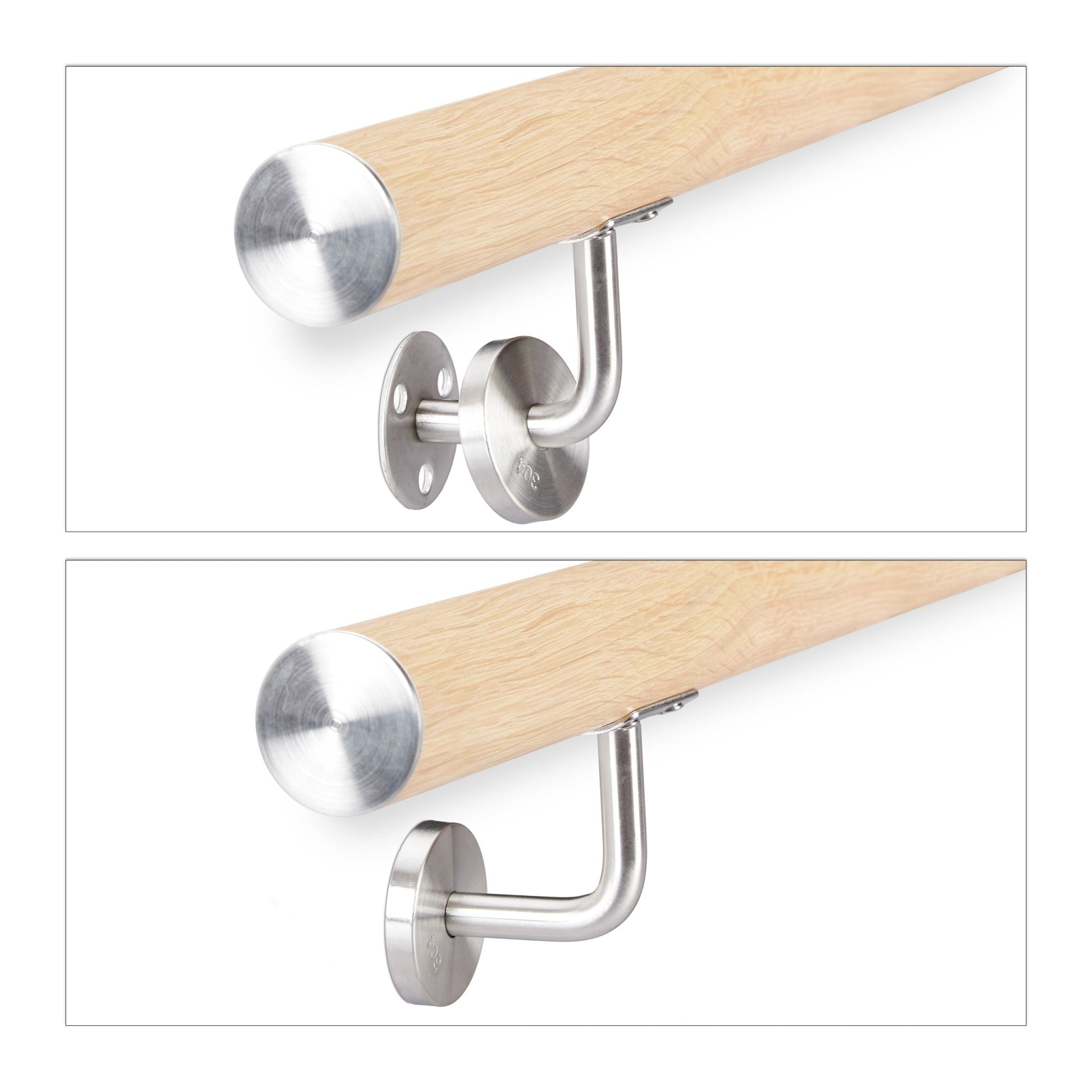 Handlauf Aluminium Buche-Optik Hellbraun-Silber von Relaxdays