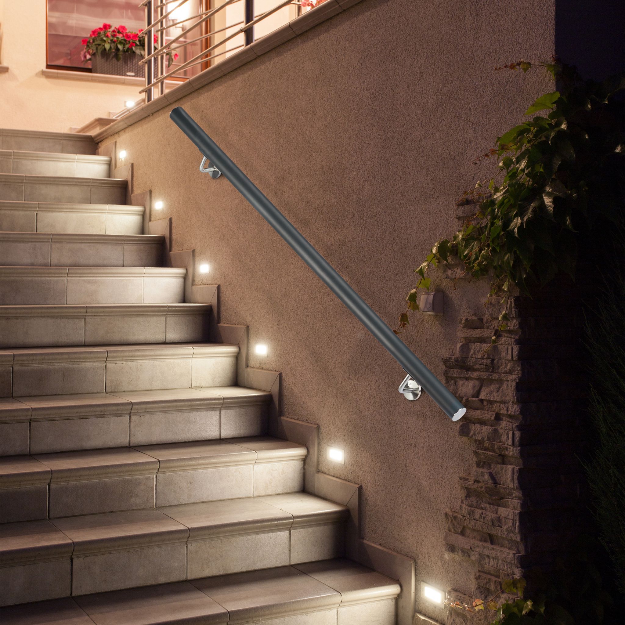 Handlauf Aluminium Anthrazit-Silber von Relaxdays