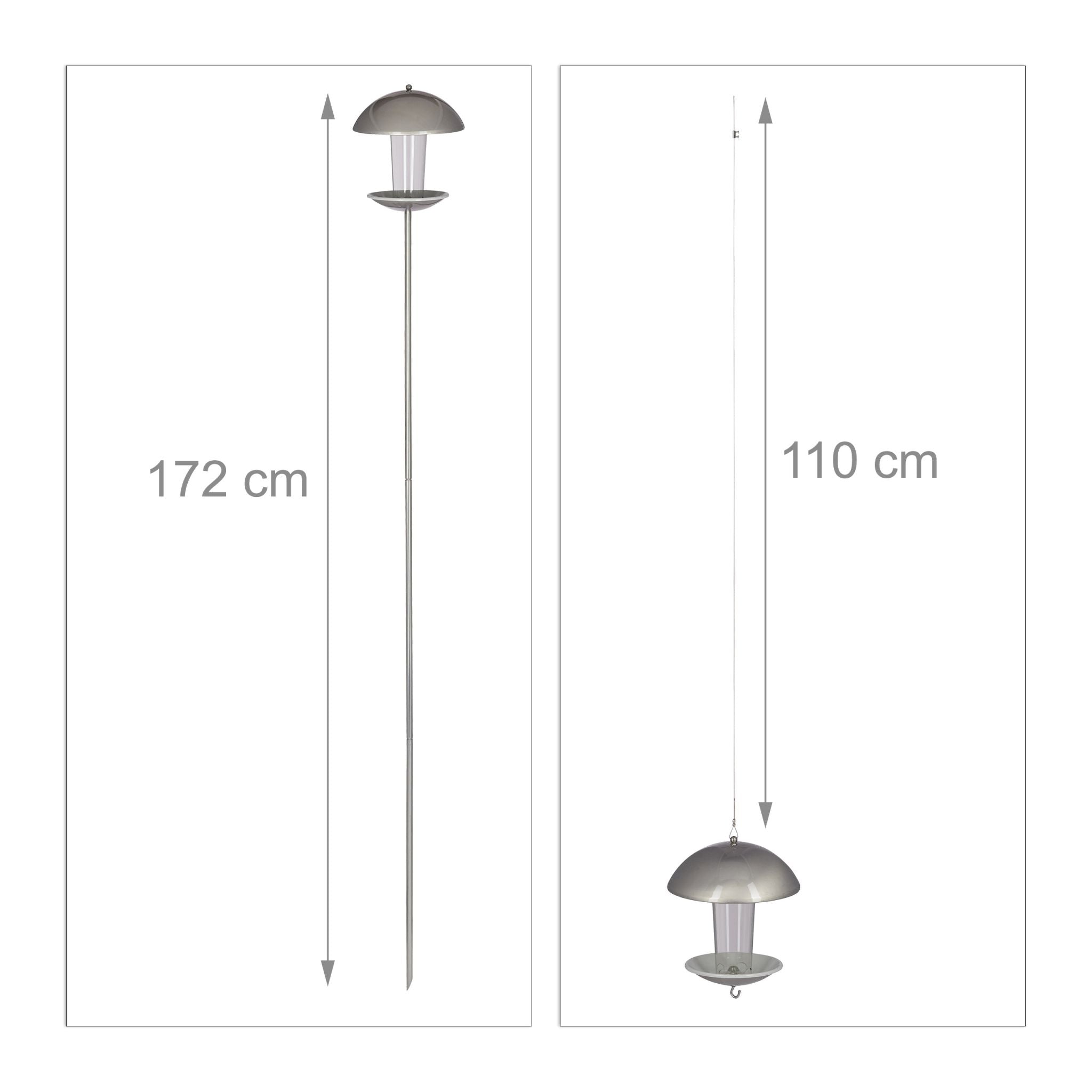 Vogelfutterspender mit Stab Silber-Transparent von Relaxdays