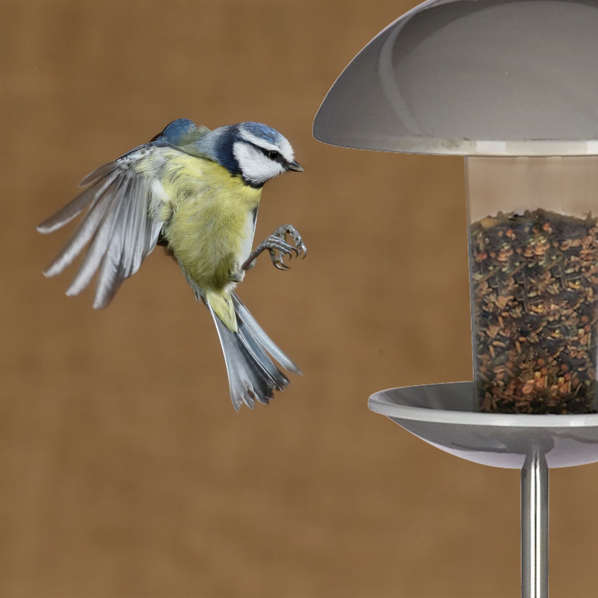 Vogelfutterspender mit Stab Silber-Transparent von Relaxdays