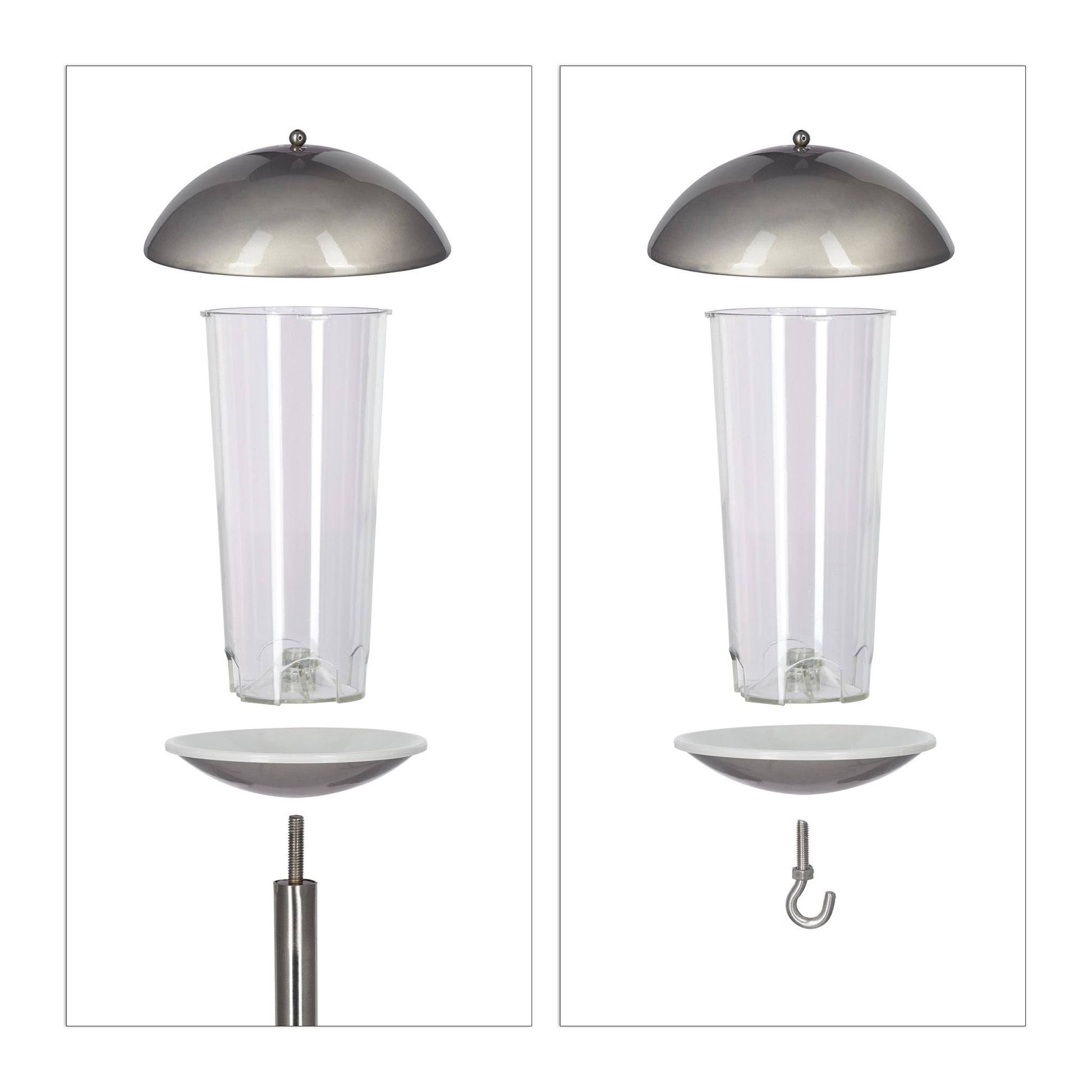 Vogelfutterspender mit Stab Silber-Transparent von Relaxdays
