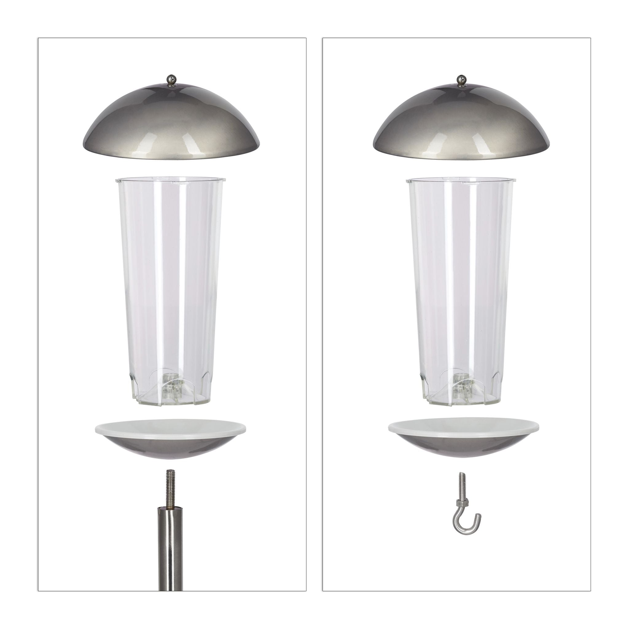 Vogelfutterspender mit Stab Silber-Transparent von Relaxdays