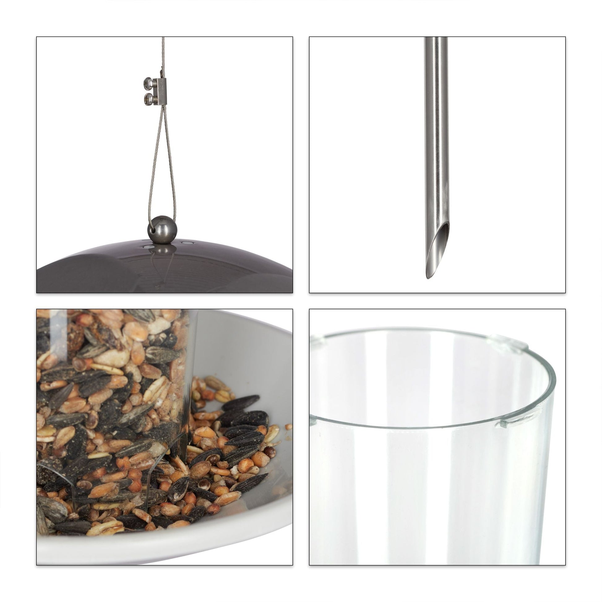 Vogelfutterspender mit Stab Silber-Transparent von Relaxdays
