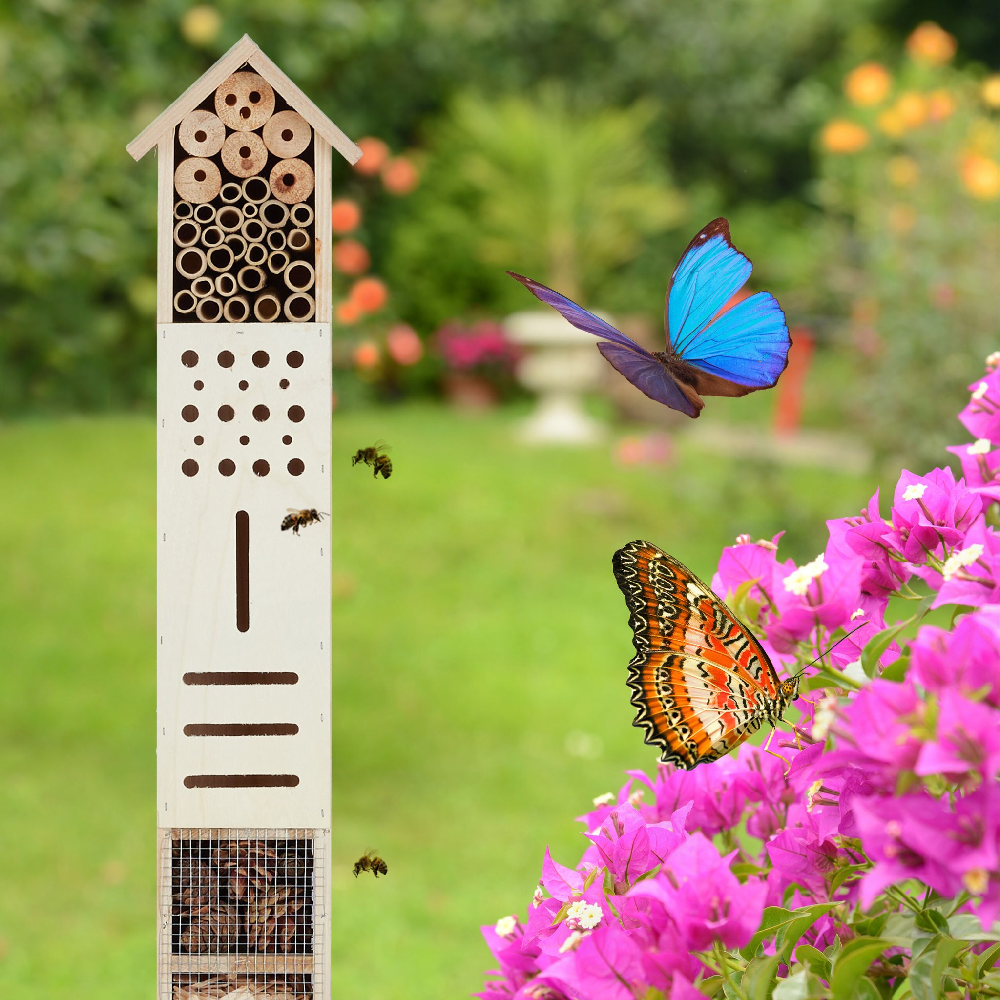 Insektenhotel mit Erdspiess Hellbraun von Relaxdays