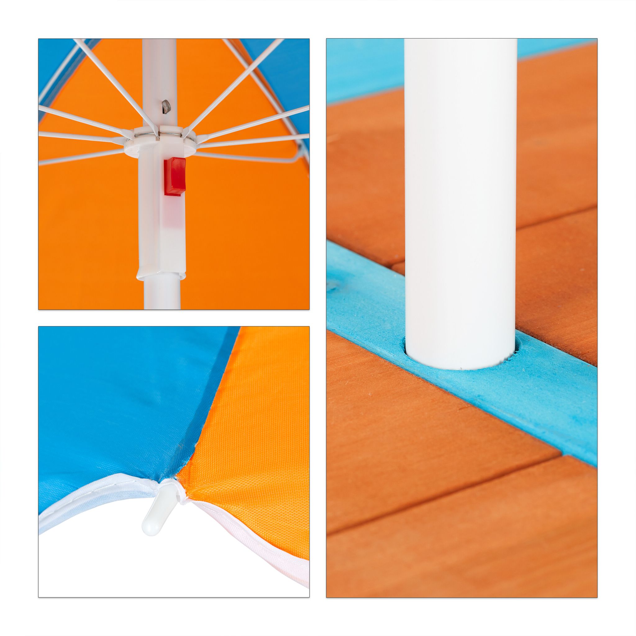 Kindersitzgruppe Garten mit Sonnenschirm Hellbraun-Orange-Türkis von Relaxdays