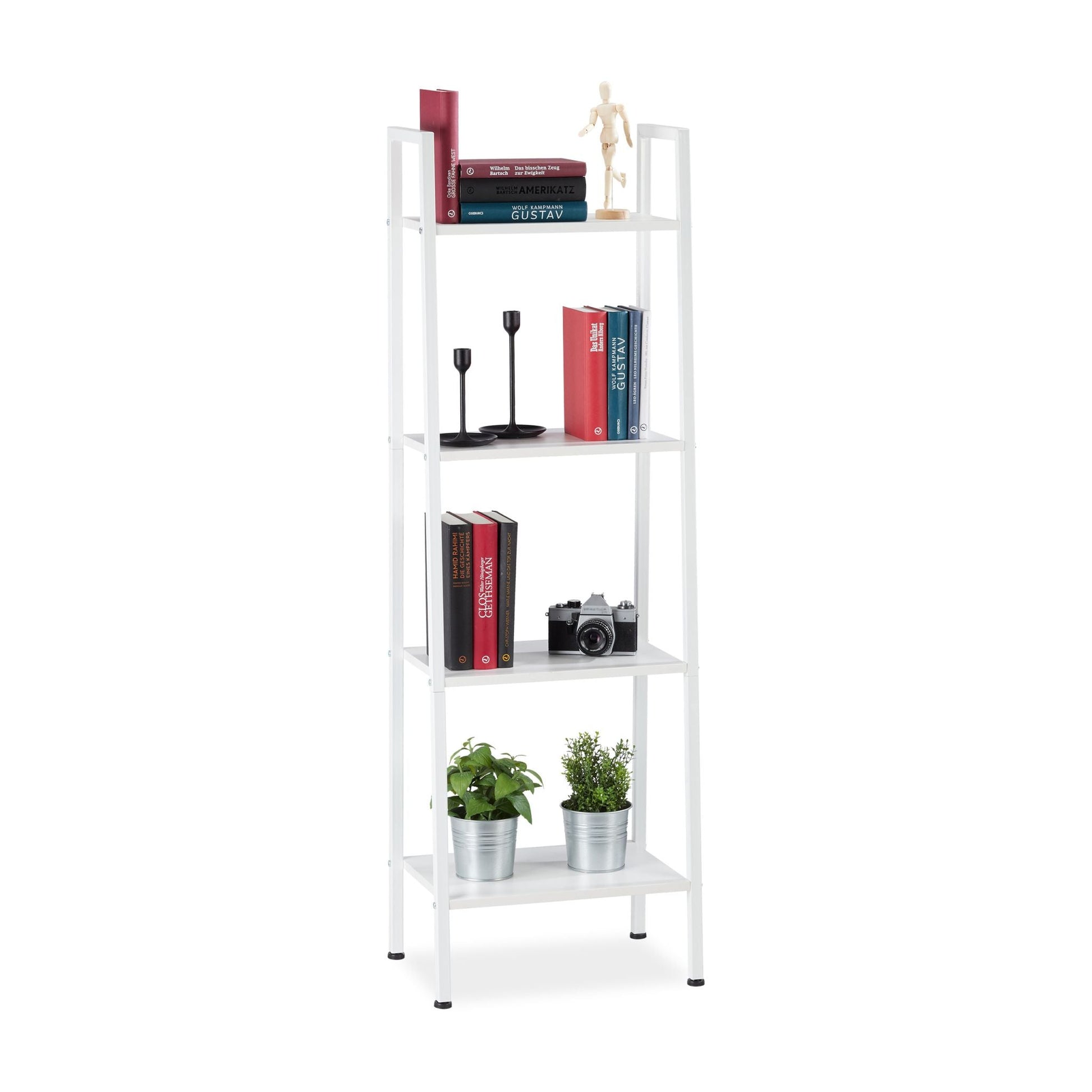 Standregal mit 4 Ablagen Weiss von Relaxdays