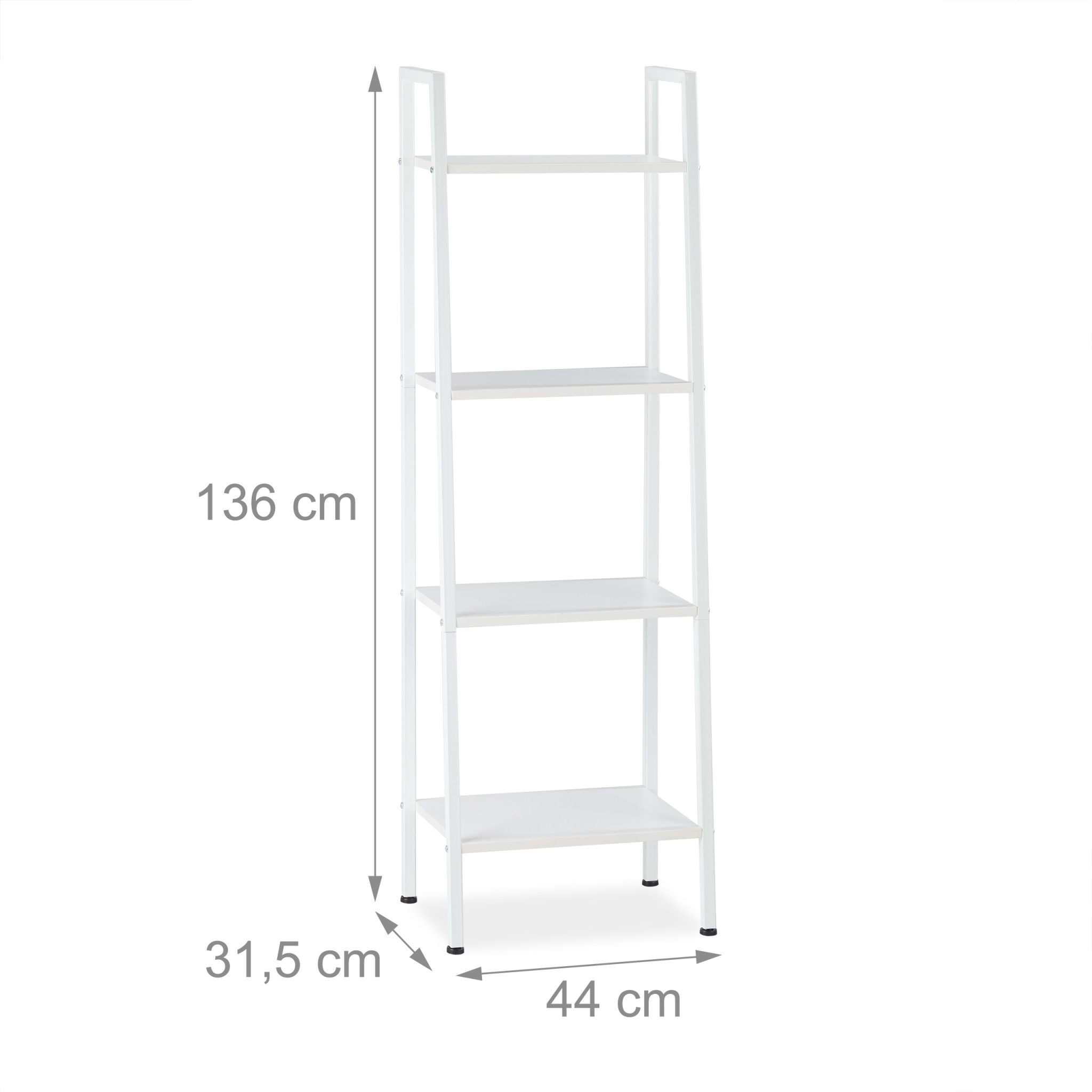 Standregal mit 4 Ablagen Weiss von Relaxdays
