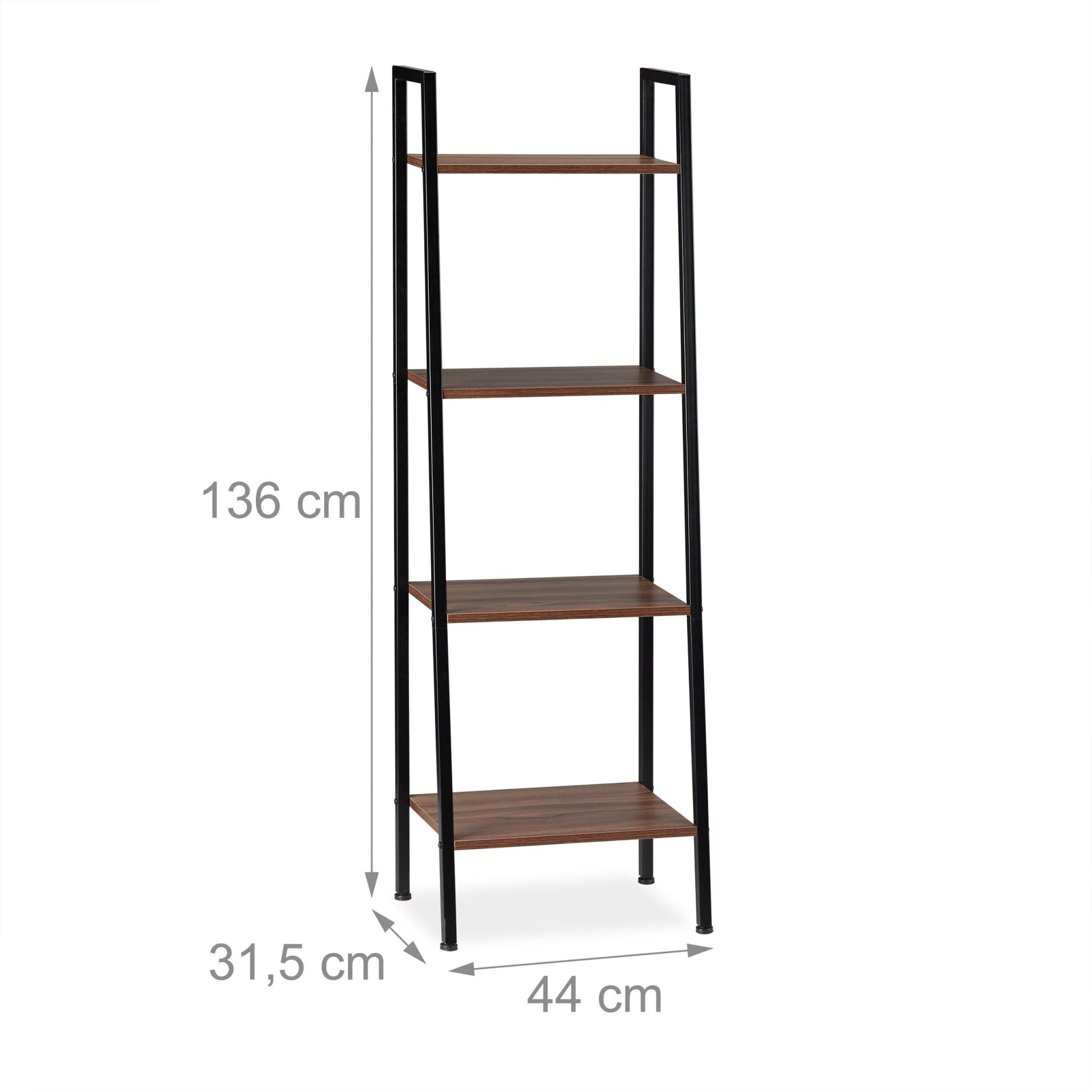 Standregal mit 4 Ablagen Braun-Schwarz von Relaxdays