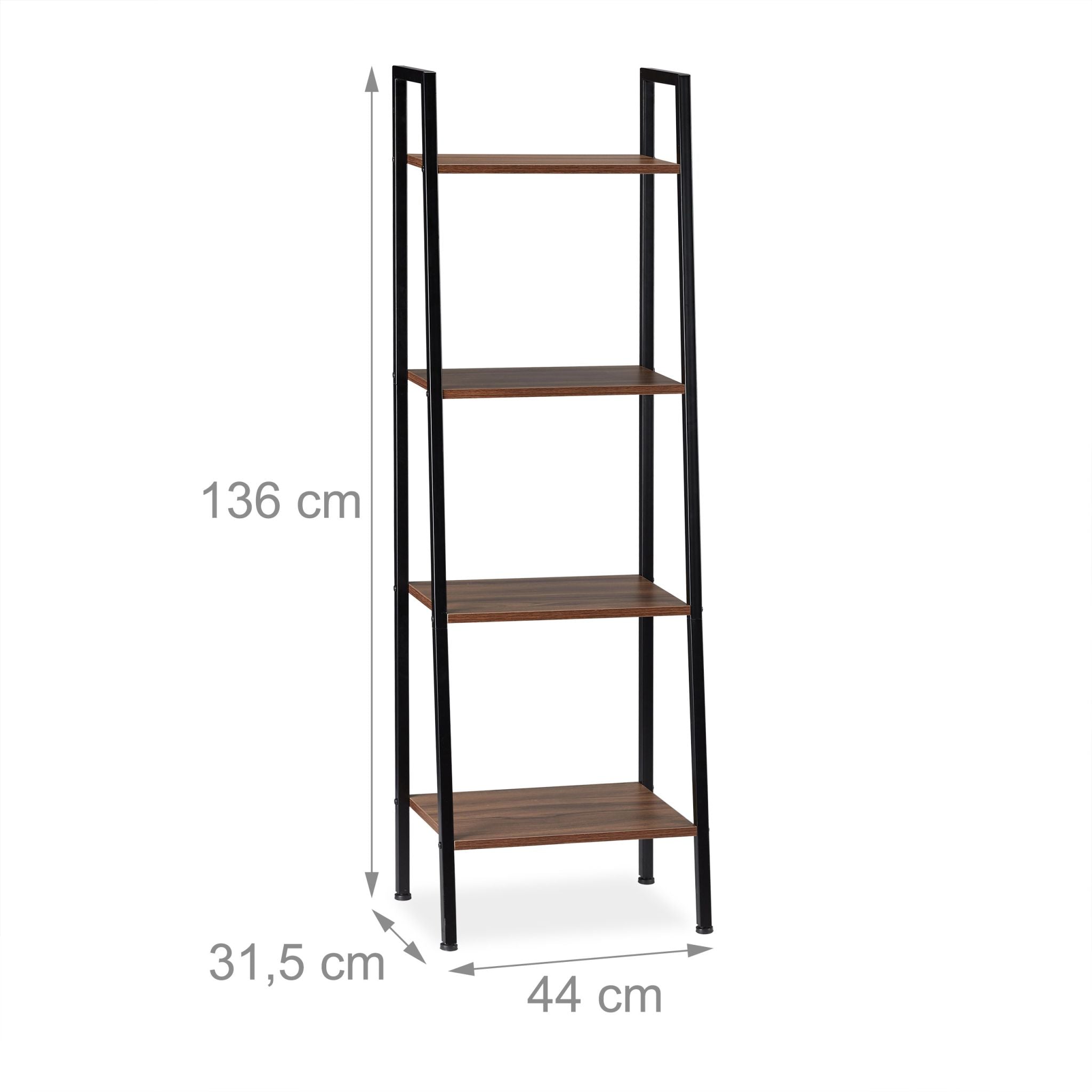 Standregal mit 4 Ablagen Braun-Schwarz von Relaxdays