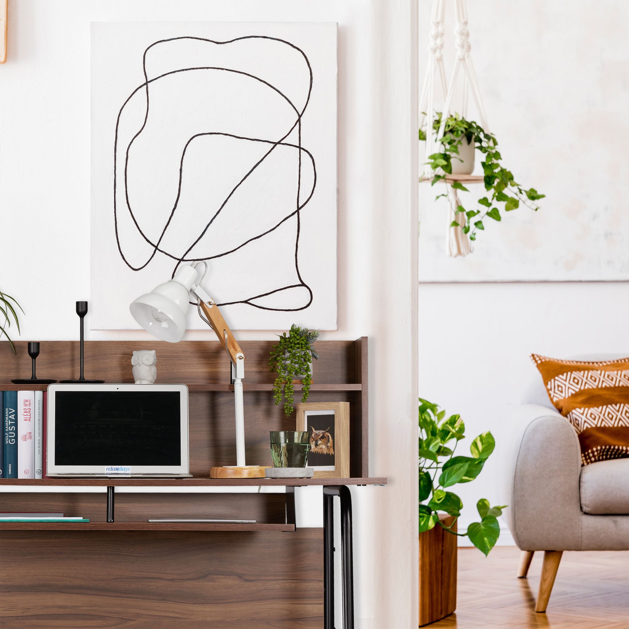 Schreibtisch mit Ablagefächern Braun-Schwarz von Relaxdays