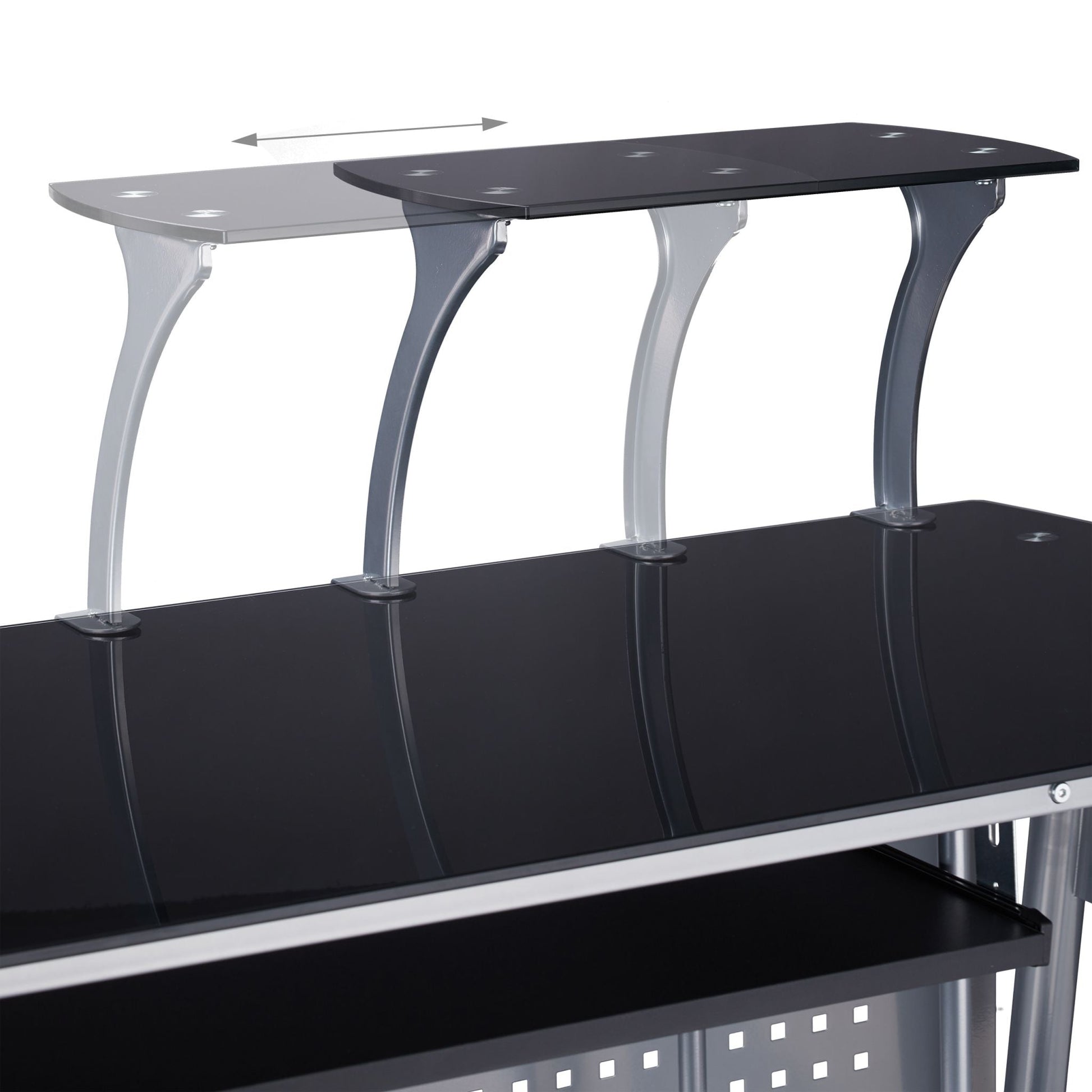 Moderner Computertisch mit Glasplatte Schwarz-Silber von Relaxdays