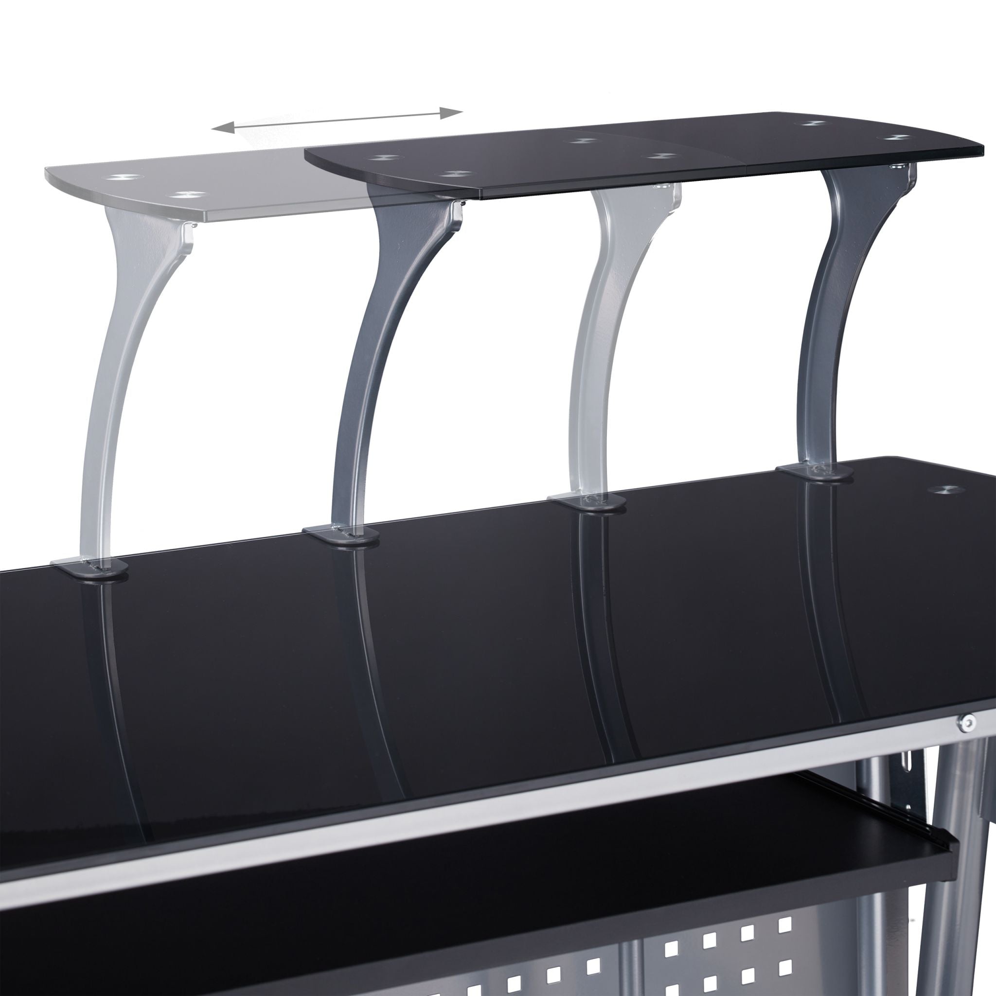 Moderner Computertisch mit Glasplatte Schwarz-Silber von Relaxdays