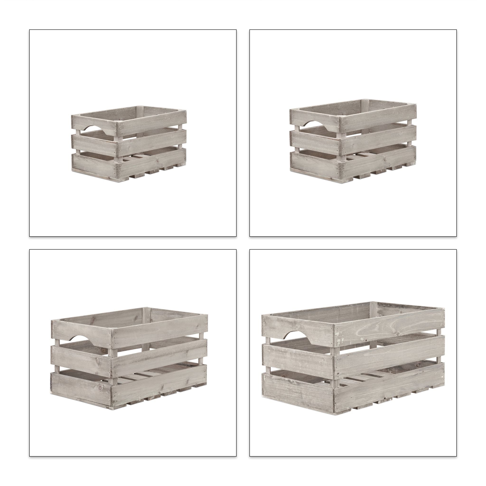 Shabby Holzkiste 4er-Set Grau von Relaxdays