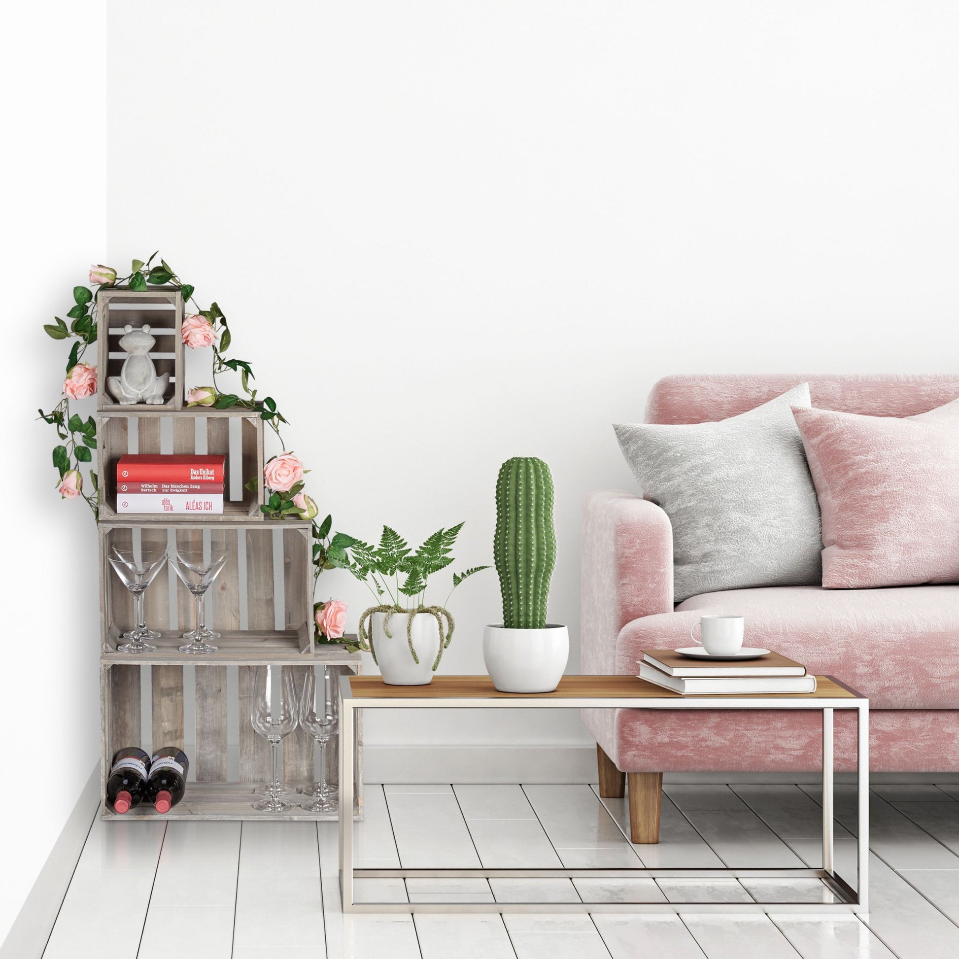 Shabby Holzkiste 4er-Set Grau von Relaxdays