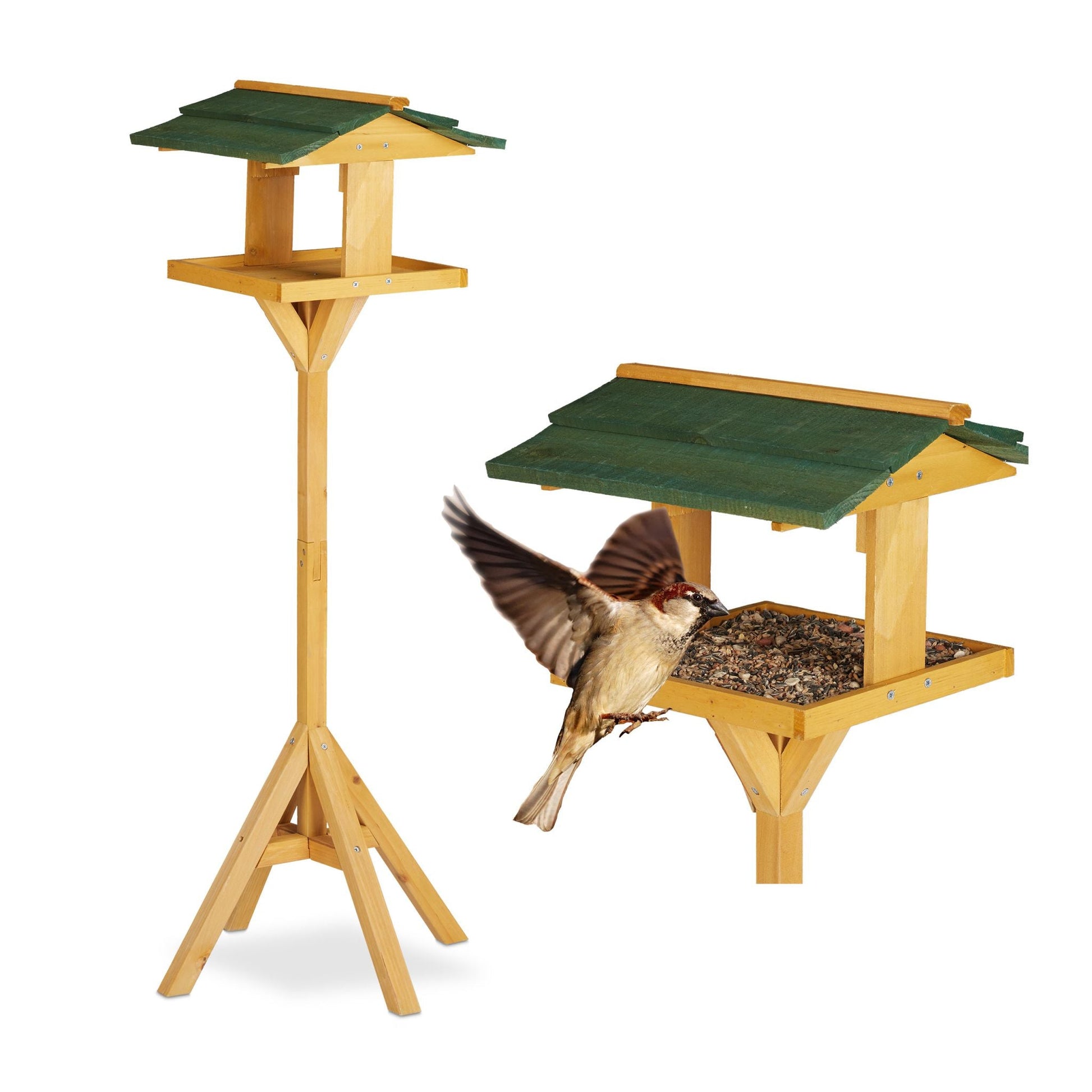 Vogelhaus mit Ständer Dunkelgrün-Hellbraun von Relaxdays