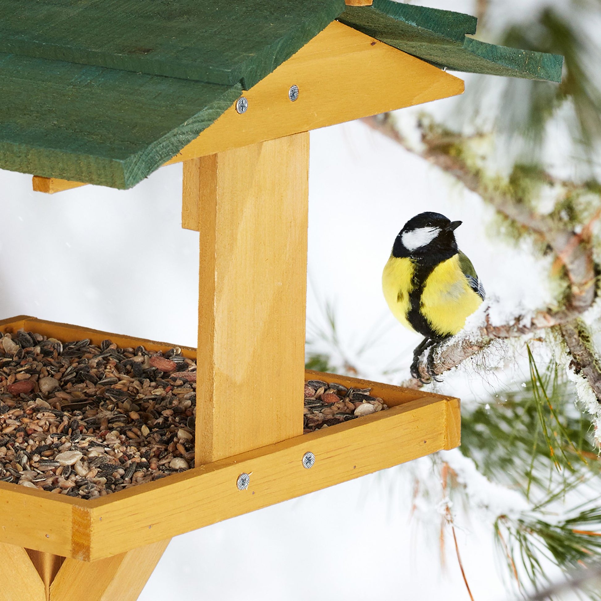 Vogelhaus mit Ständer Dunkelgrün-Hellbraun von Relaxdays