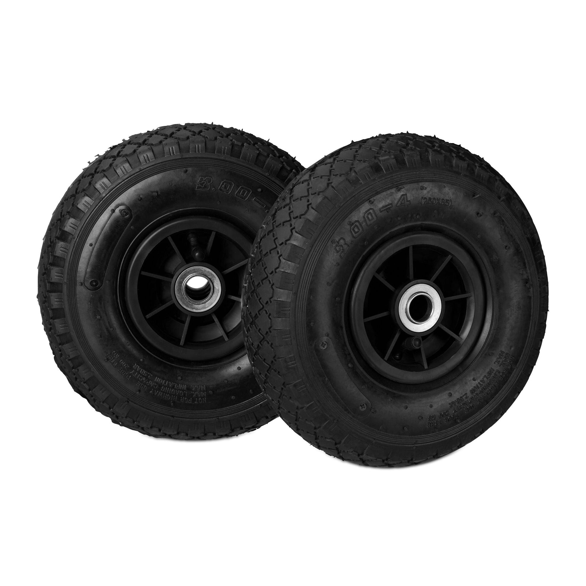 Sackkarrenrad 3.00-4 luftbereift 2er-Set Schwarz von Relaxdays