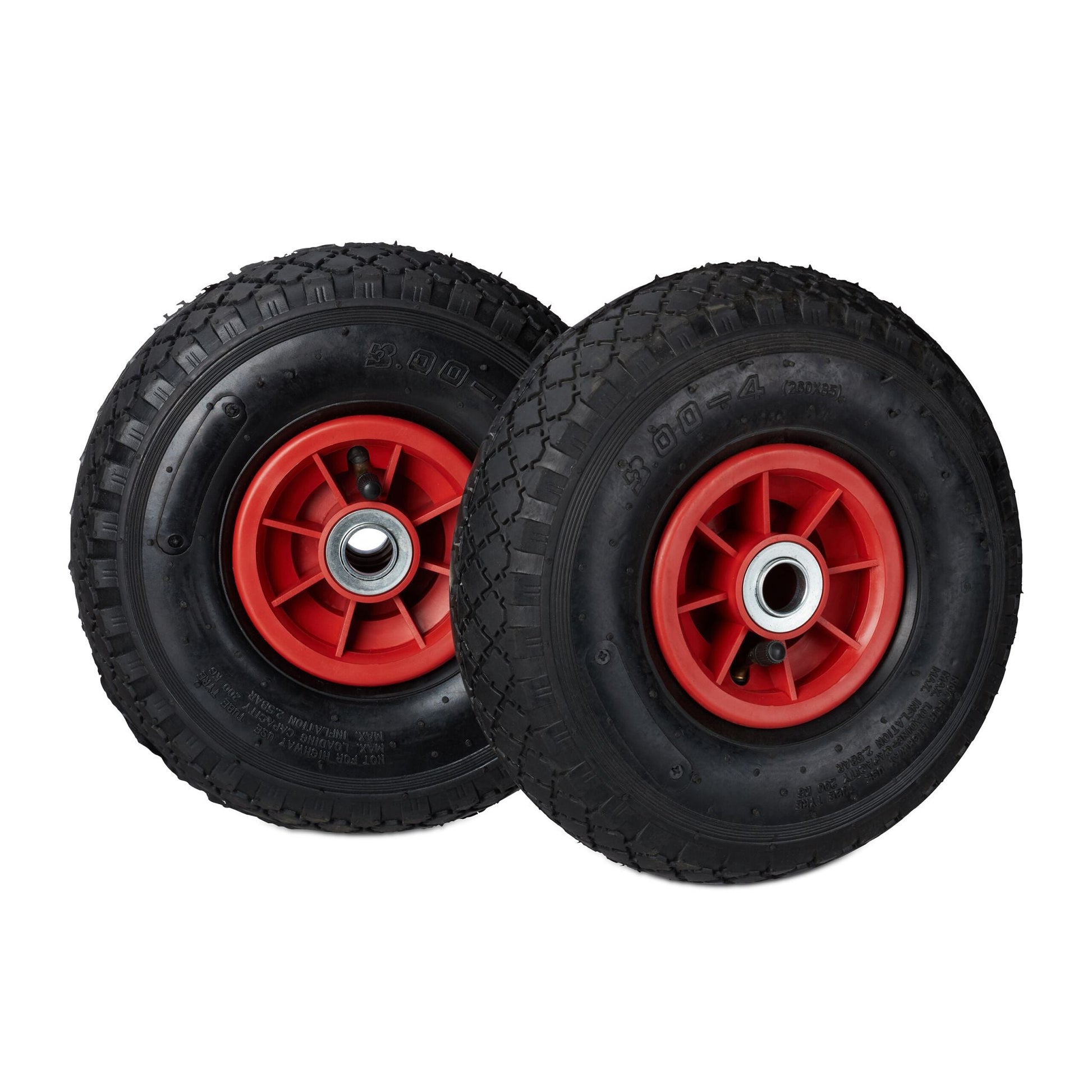 Sackkarrenrad 3.00-4 luftbereift 2er-Set Rot-Schwarz von Relaxdays