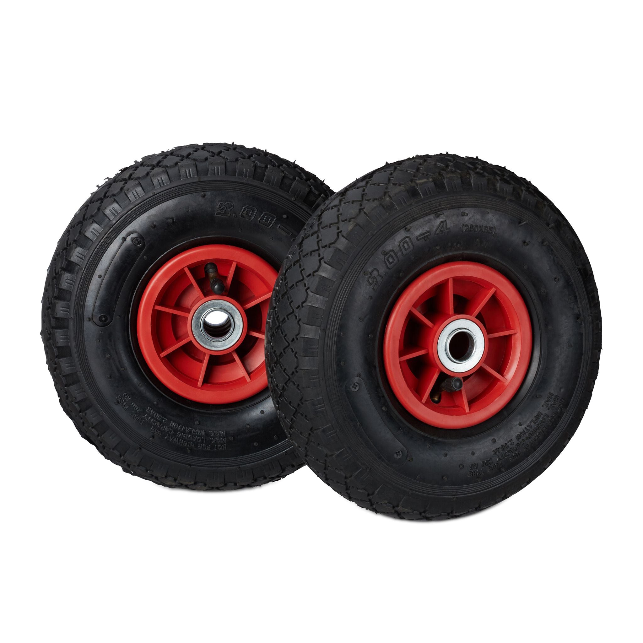 Sackkarrenrad 3.00-4 luftbereift 2er-Set Rot-Schwarz von Relaxdays
