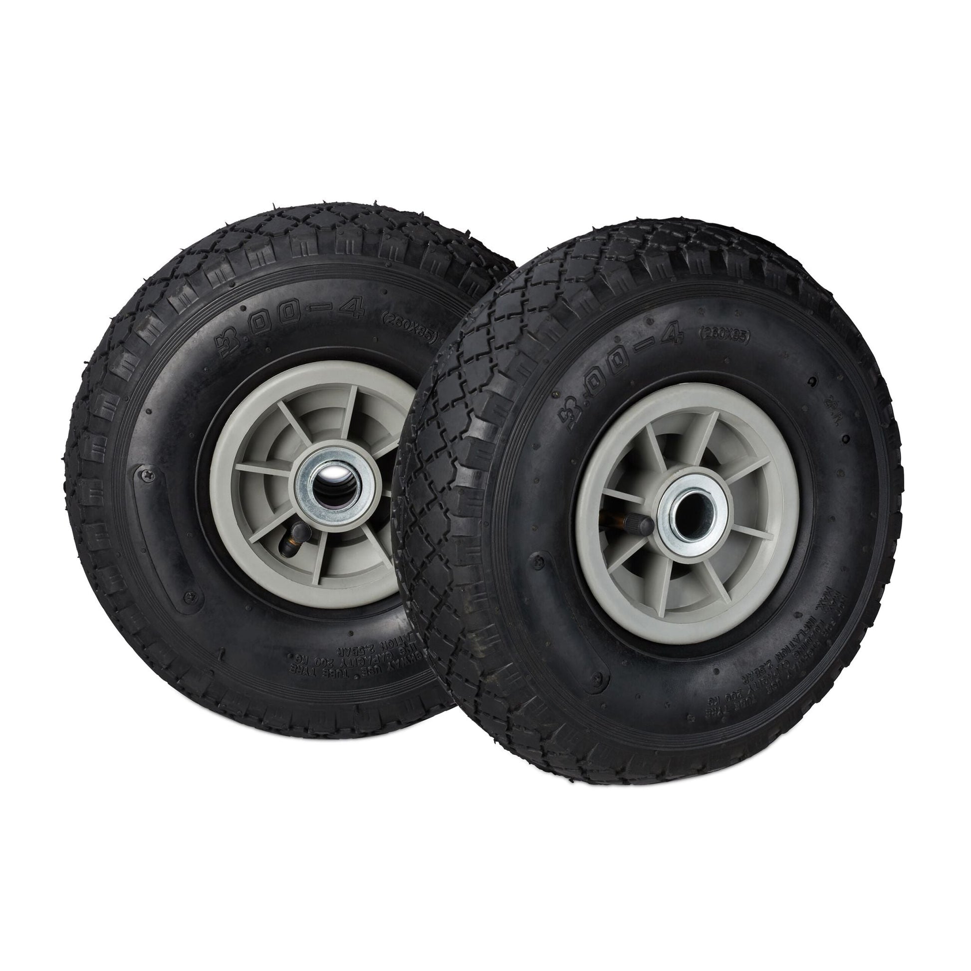 Sackkarrenrad 3.00-4 luftbereift 2er-Set Schwarz-Grau von Relaxdays