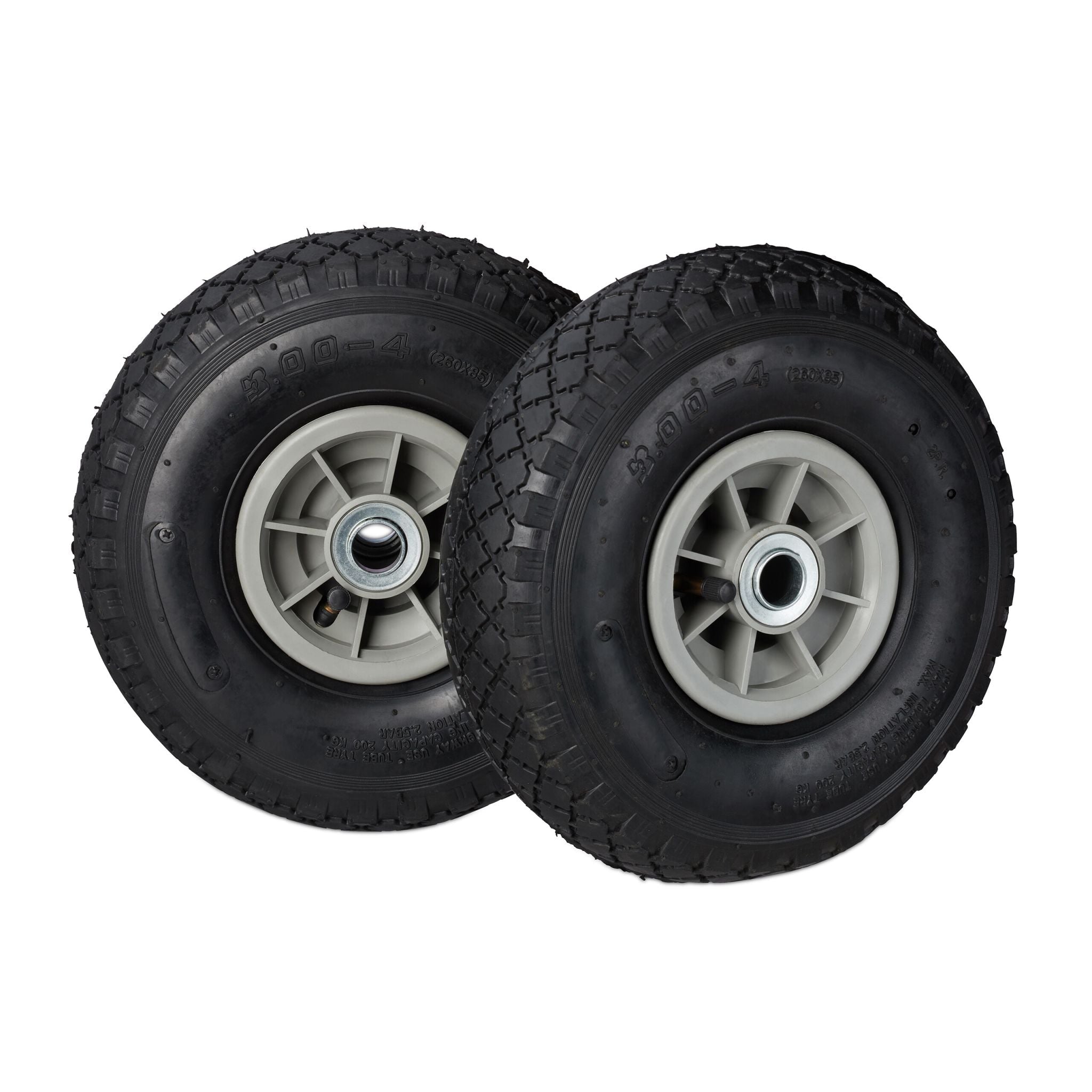 Sackkarrenrad 3.00-4 luftbereift 2er-Set Schwarz-Grau von Relaxdays