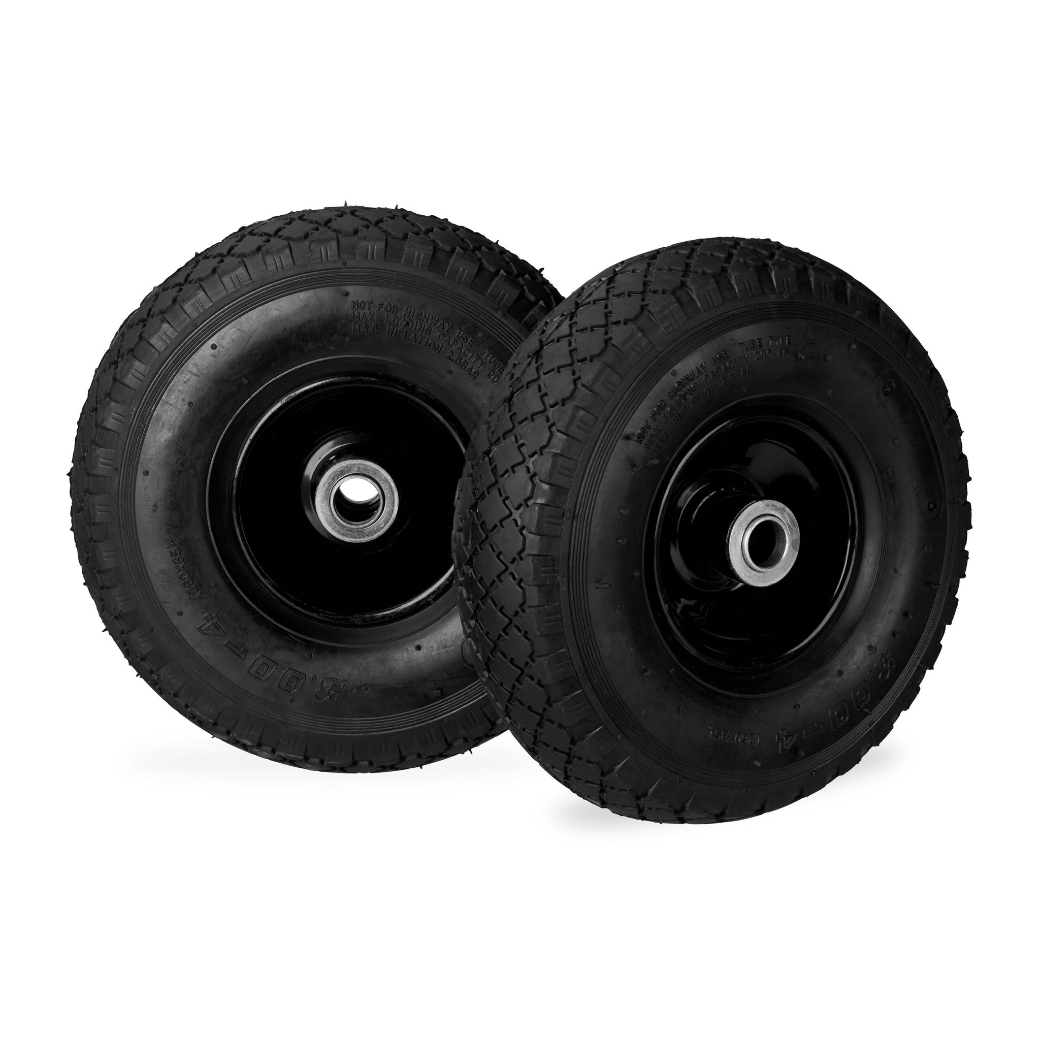 Sackkarrenrad luftbereift 3.00-4 2er-Set Schwarz von Relaxdays