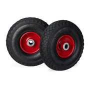 Sackkarrenrad luftbereift 3.00-4 2er-Set Rot-Schwarz von Relaxdays