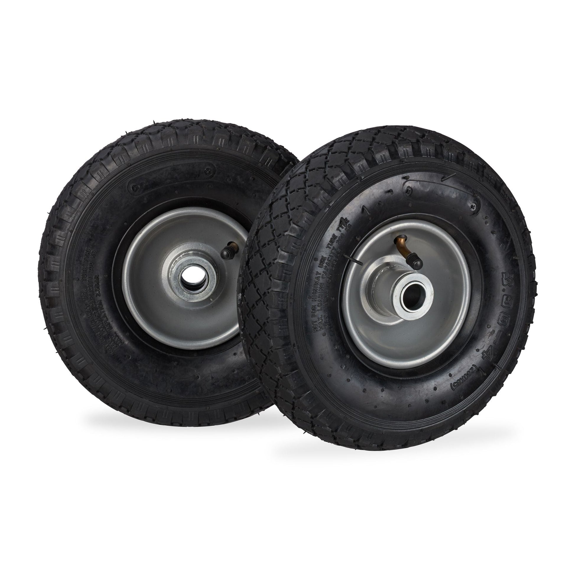 Sackkarrenrad luftbereift 3.00-4 2er-Set Schwarz-Grau von Relaxdays