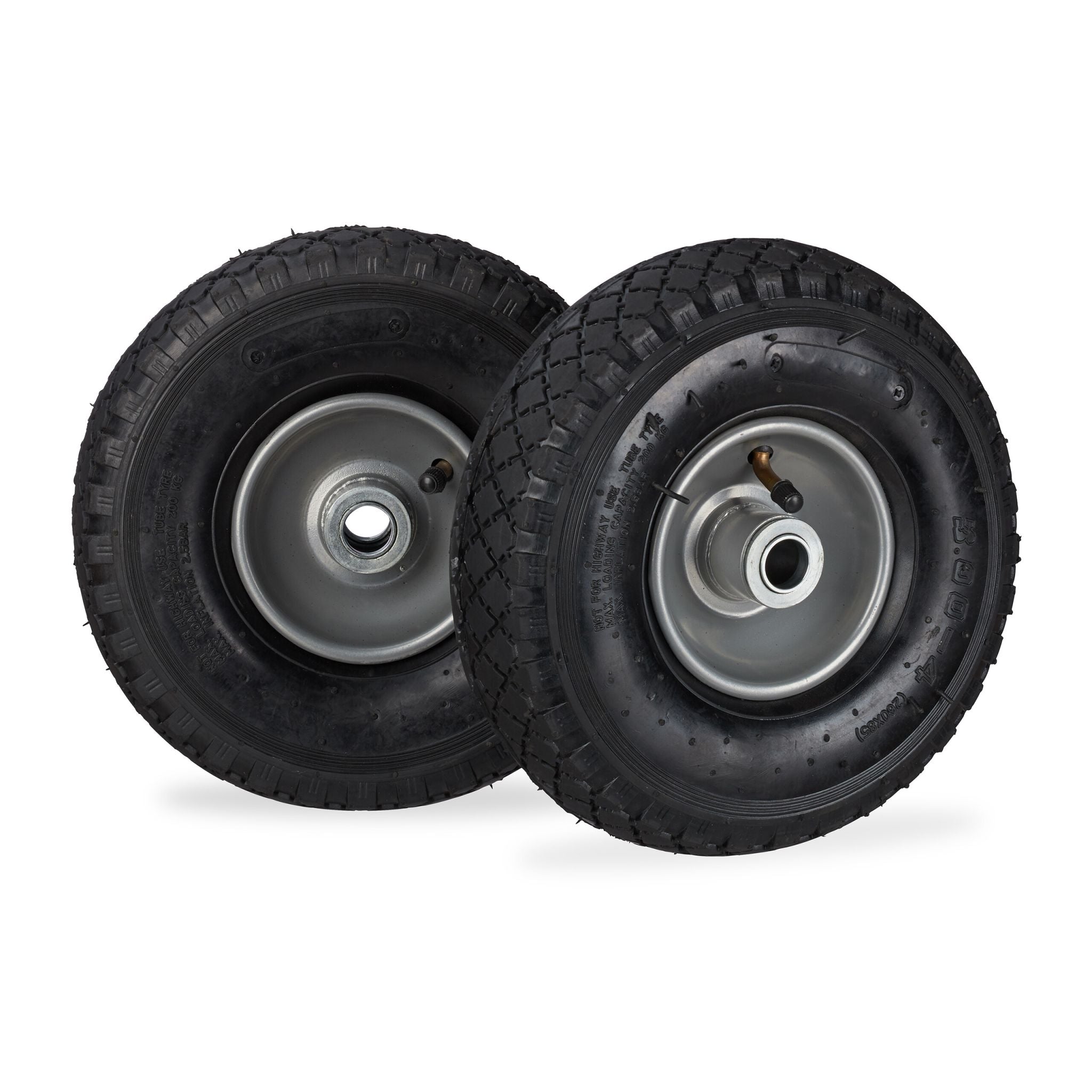 Sackkarrenrad luftbereift 3.00-4 2er-Set Schwarz-Grau von Relaxdays