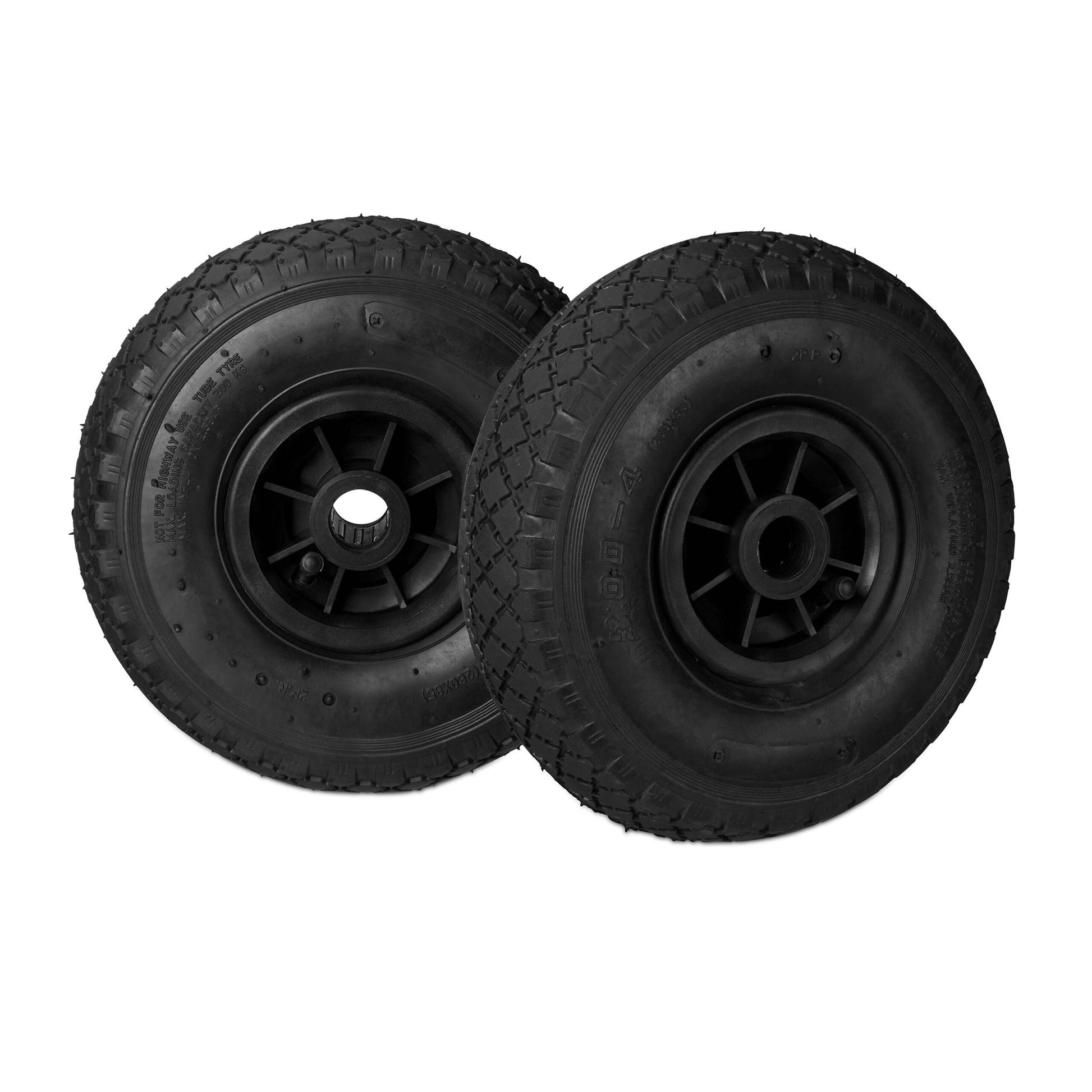 Sackkarrenrad 3.00-4 luftbereift 2er-Set Schwarz von Relaxdays