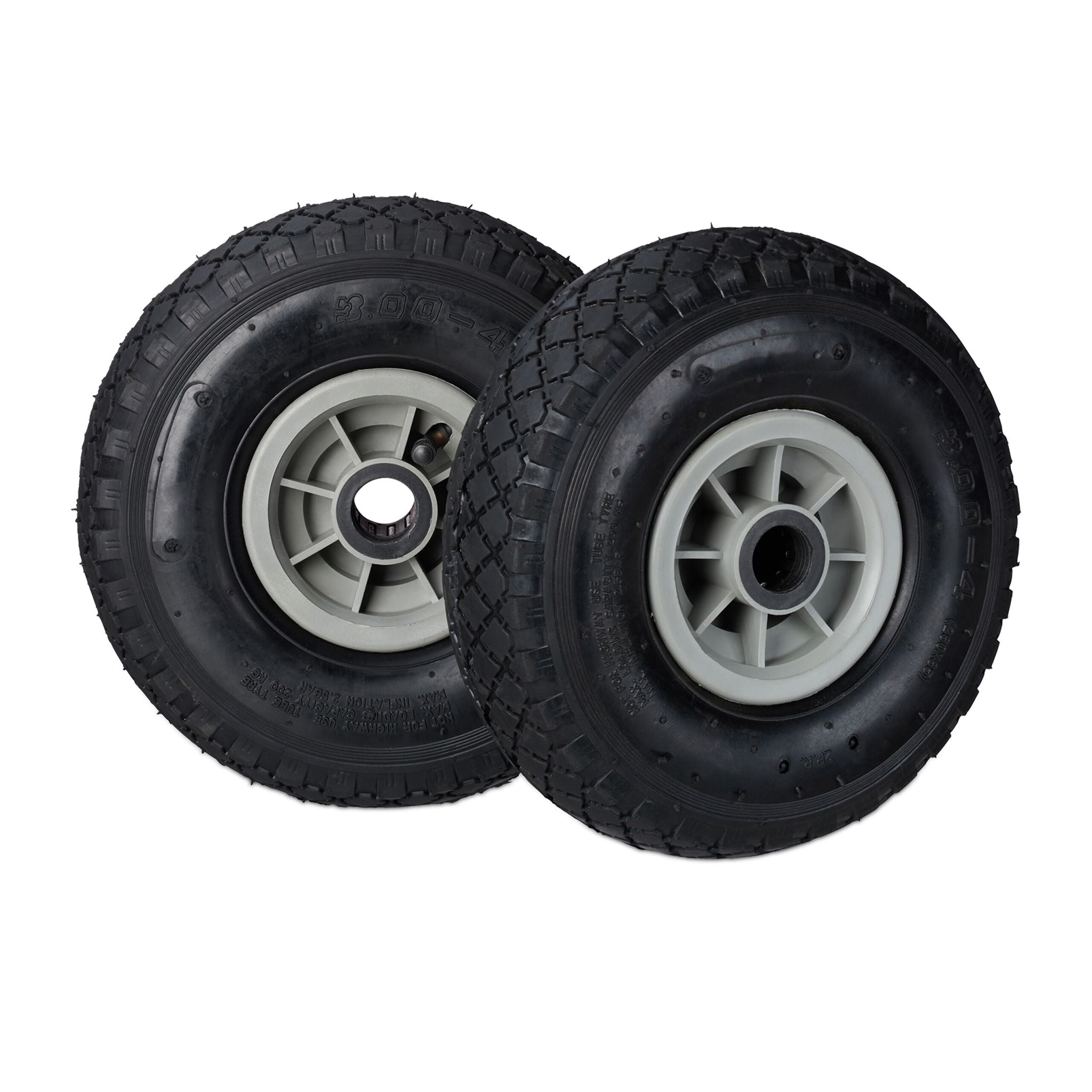 Sackkarrenrad 3.00-4 luftbereift 2er-Set Schwarz-Grau von Relaxdays
