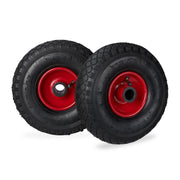 Sackkarrenrad 3.00-4 luftbereift 2er-Set Stahlfelge Rot-Schwarz von Relaxdays