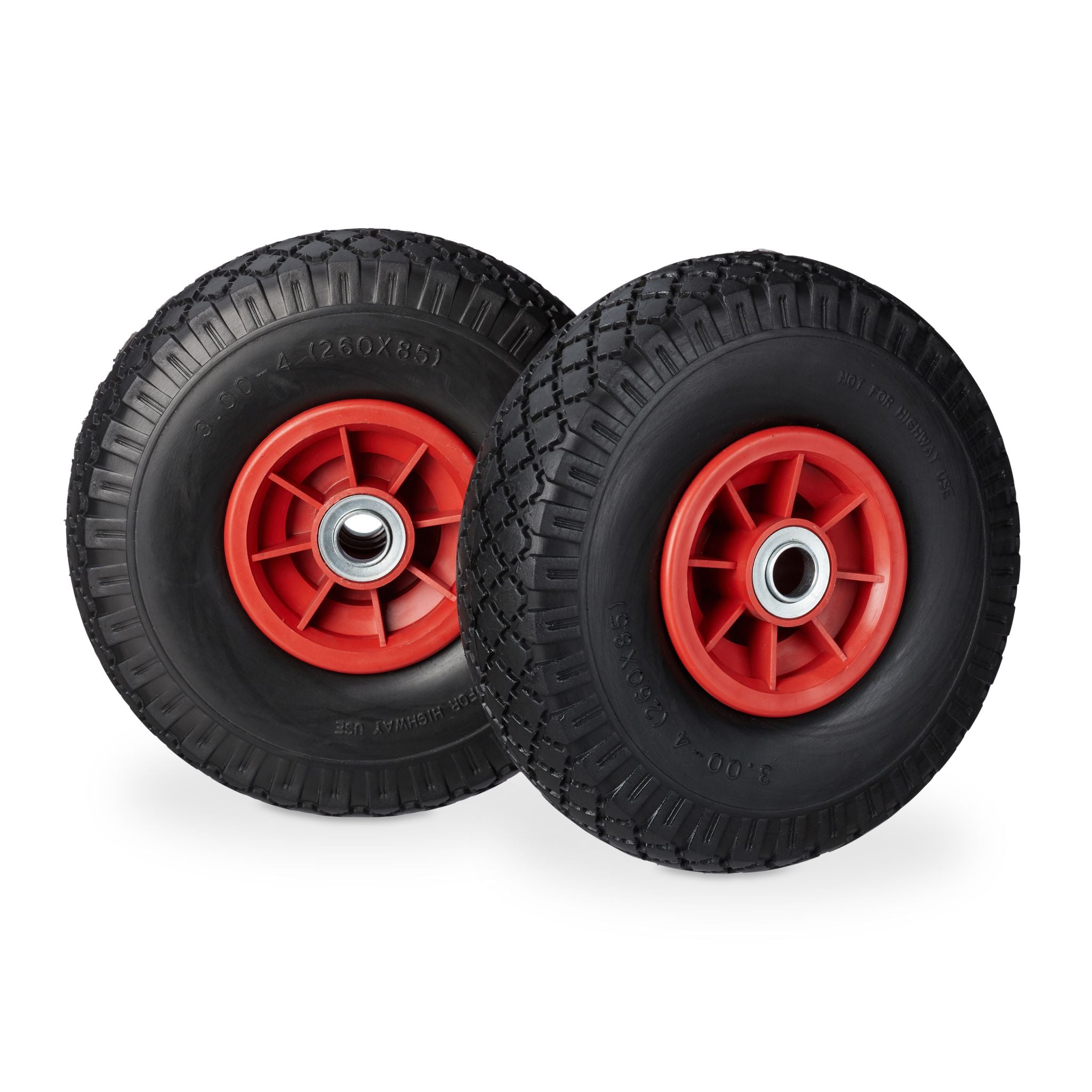 Sackkarrenrad PU 3.00-4 2er-Set Rot-Schwarz von Relaxdays