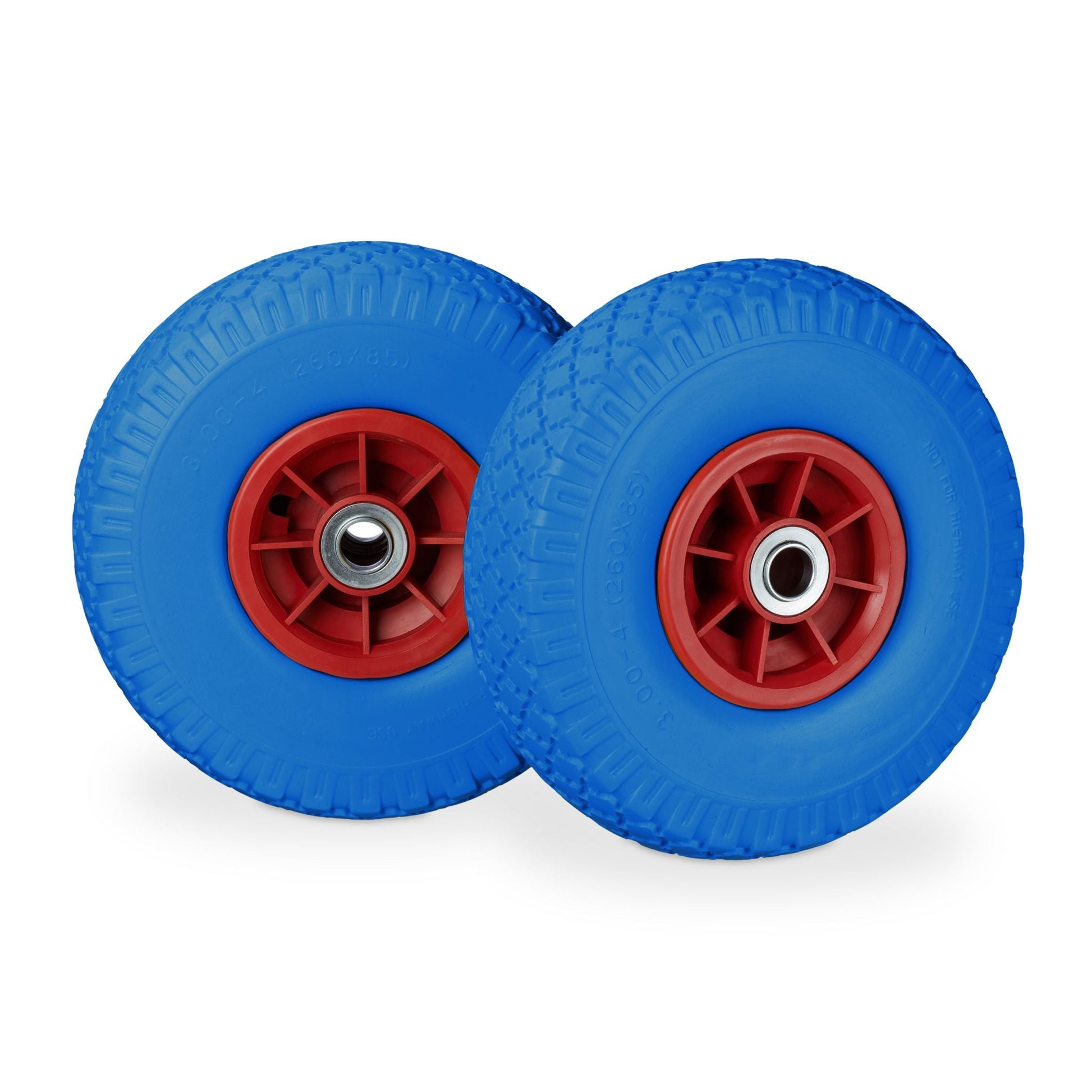 Sackkarrenrad PU 3.00-4 2er-Set Blau-Rot von Relaxdays