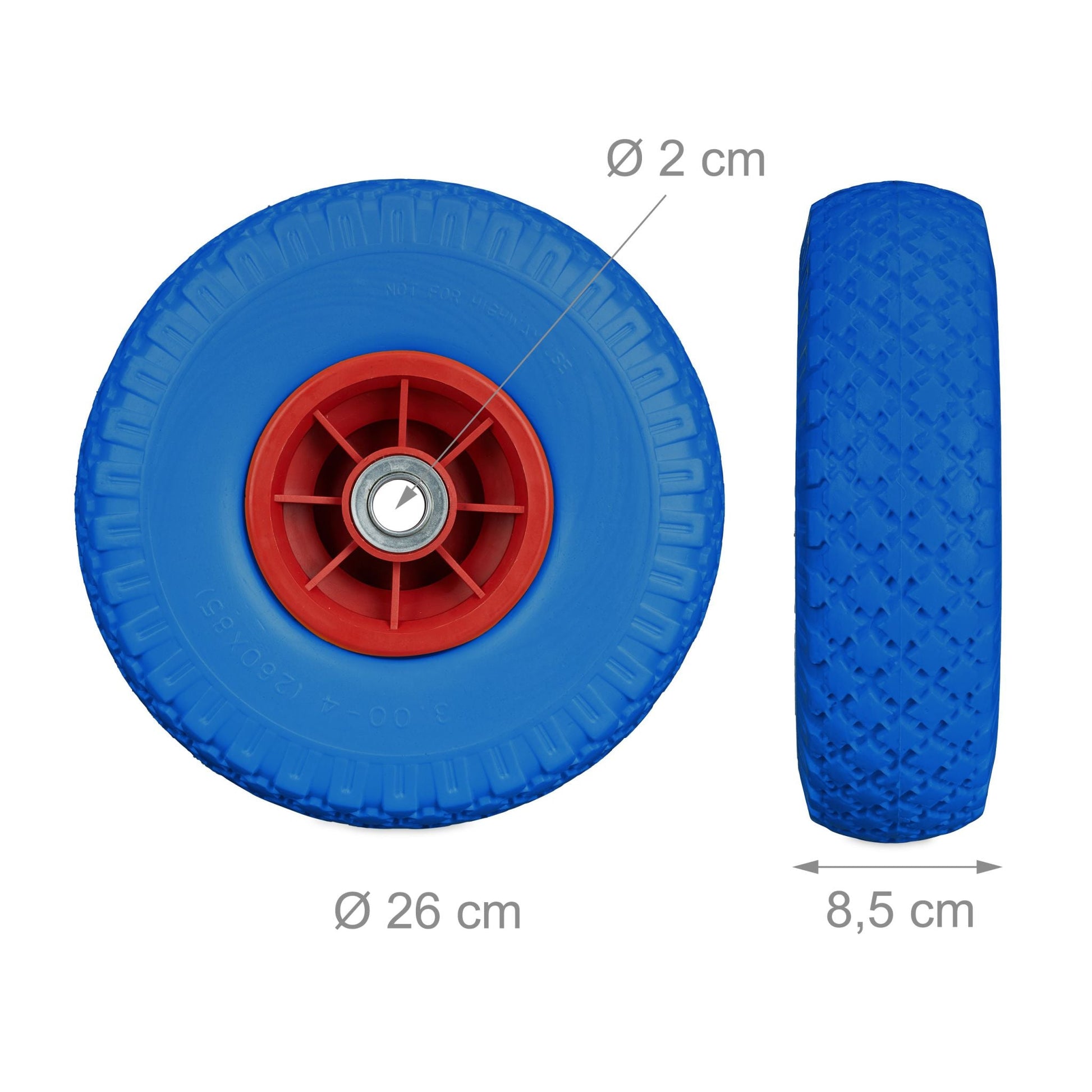 Sackkarrenrad PU 3.00-4 2er-Set Blau-Rot von Relaxdays