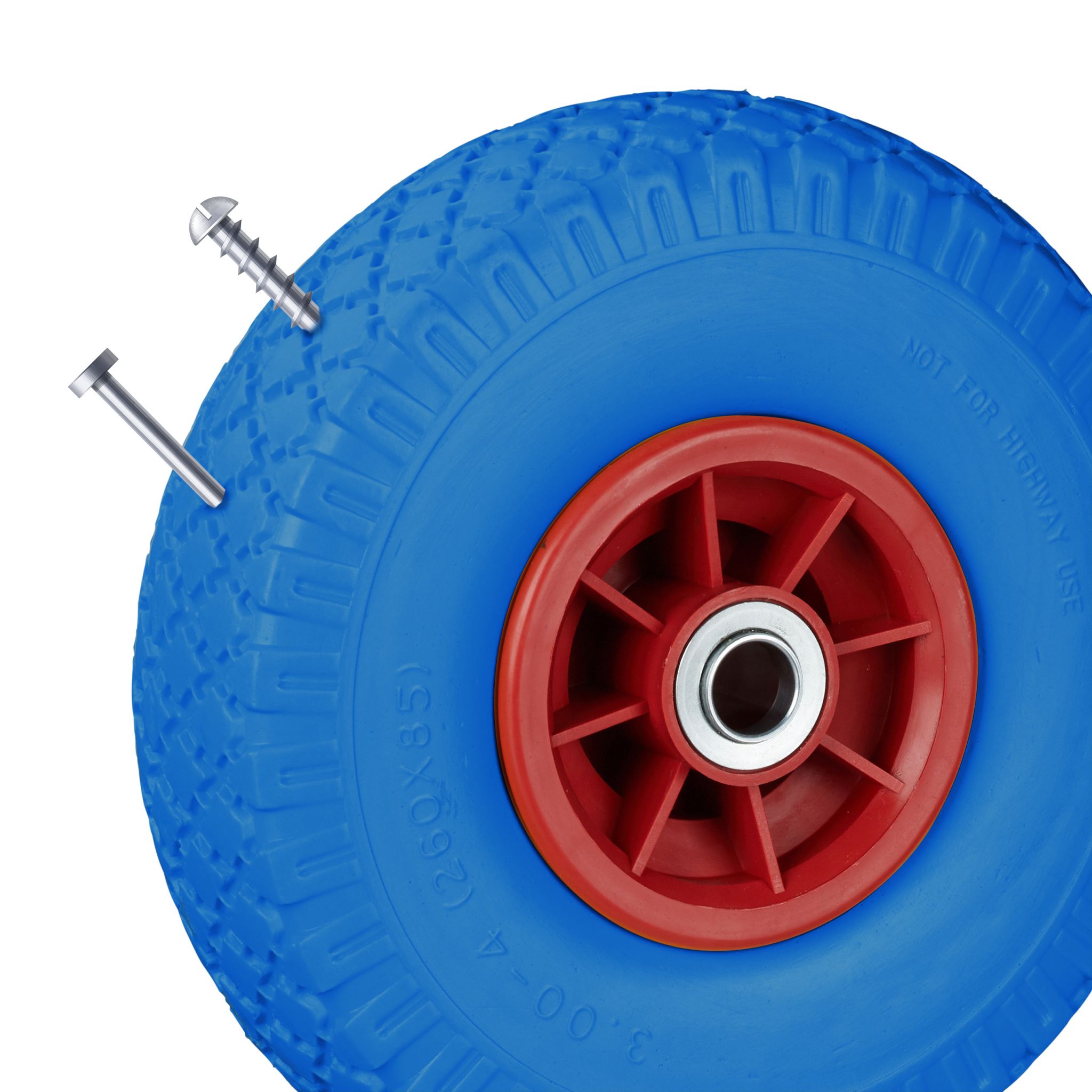 Sackkarrenrad PU 3.00-4 2er-Set Blau-Rot von Relaxdays