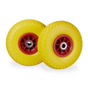 Sackkarrenrad PU 3.00-4 2er-Set Gelb-Rot von Relaxdays