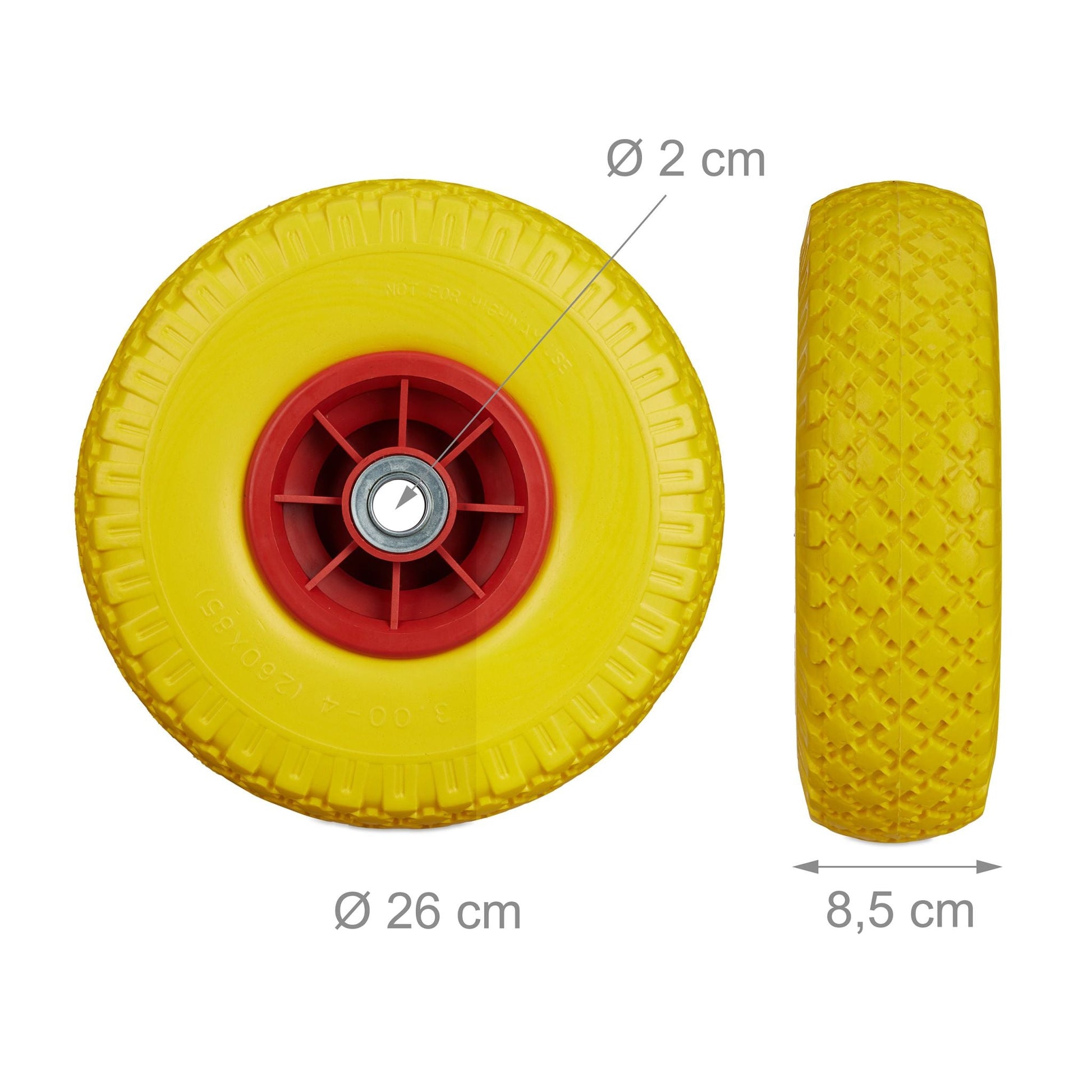 Sackkarrenrad PU 3.00-4 2er-Set Gelb-Rot von Relaxdays