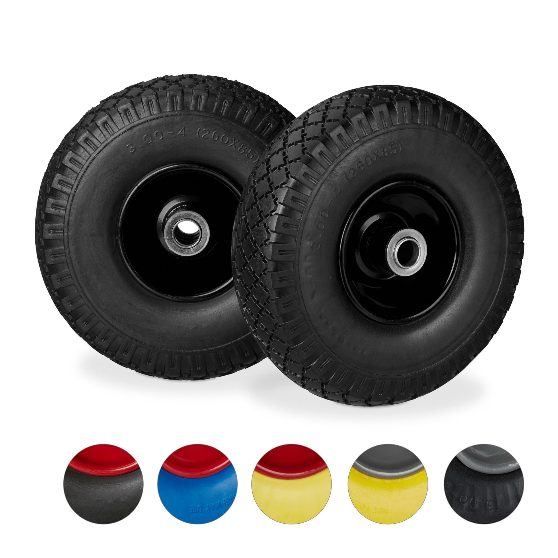 Sackkarrenrad mit Stahlfelge 2er-Set Schwarz von Relaxdays